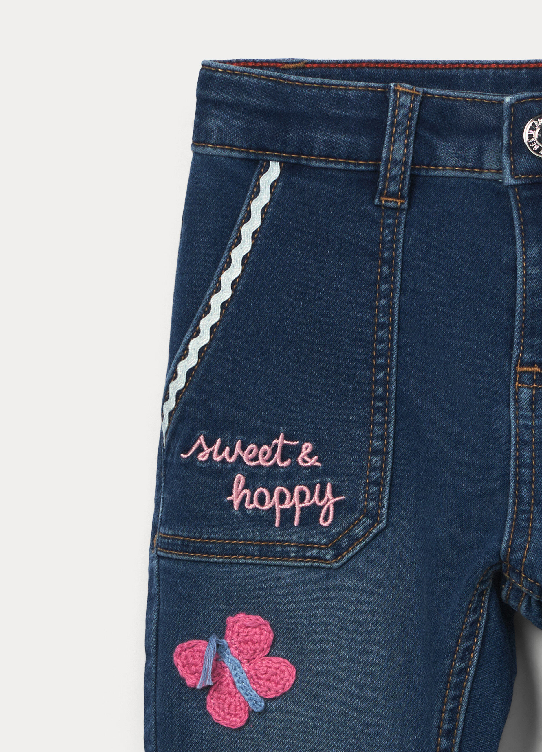Pantaloni flare fit in denim di misto cotone bambina_2