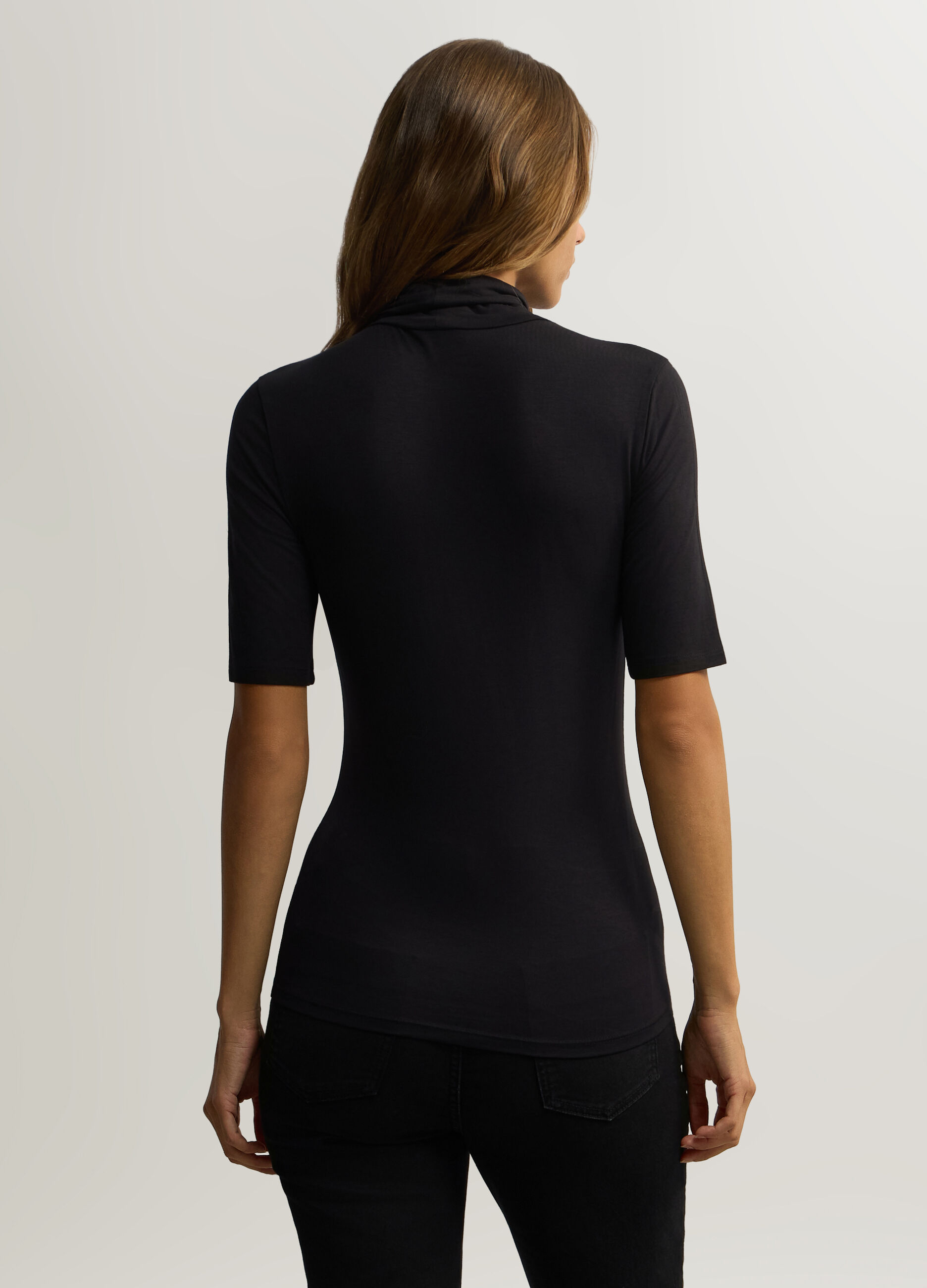 T-shirt a collo alto stretch donna _1