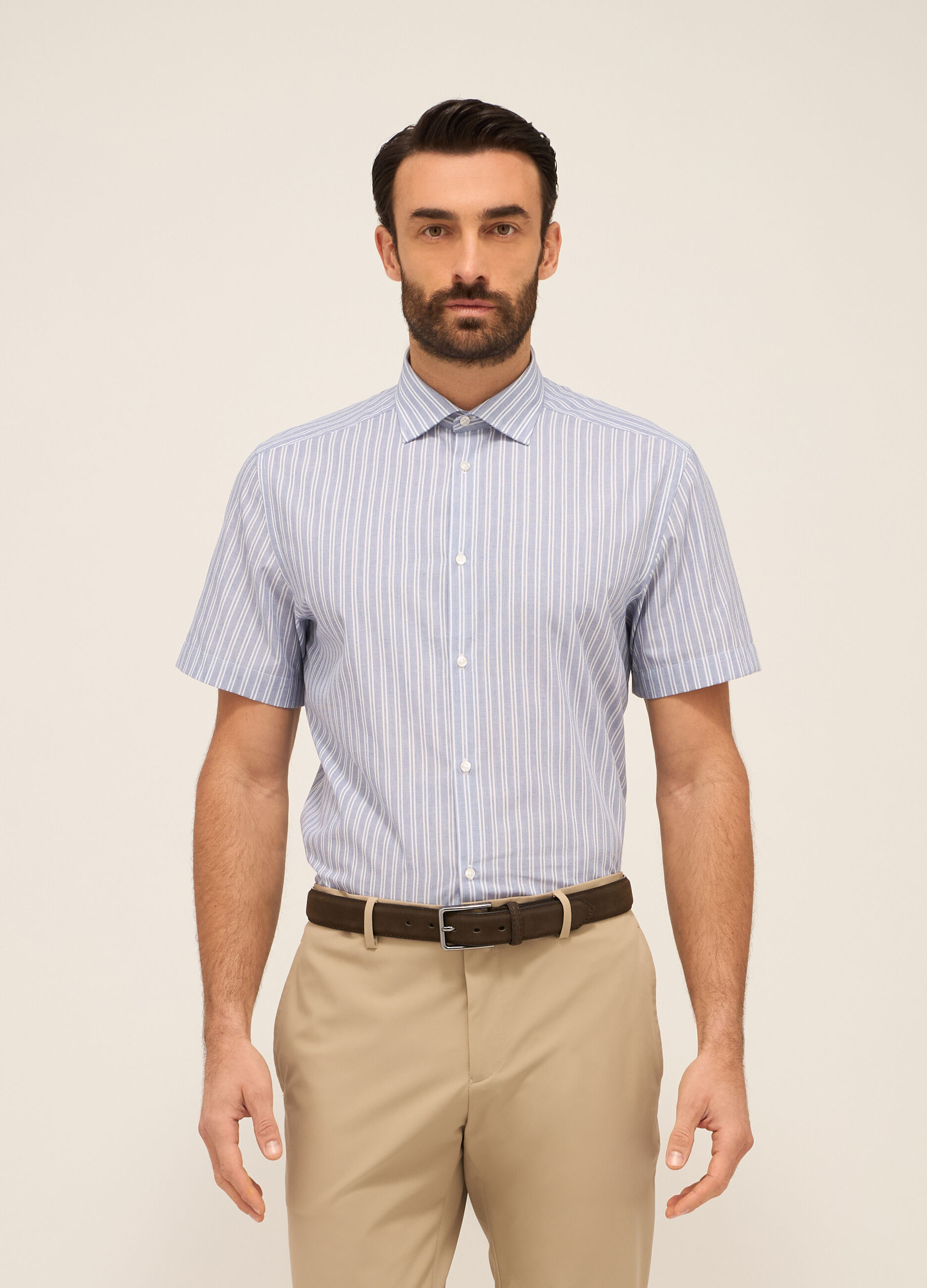 Camicia a maniche corte a righe uomo_0