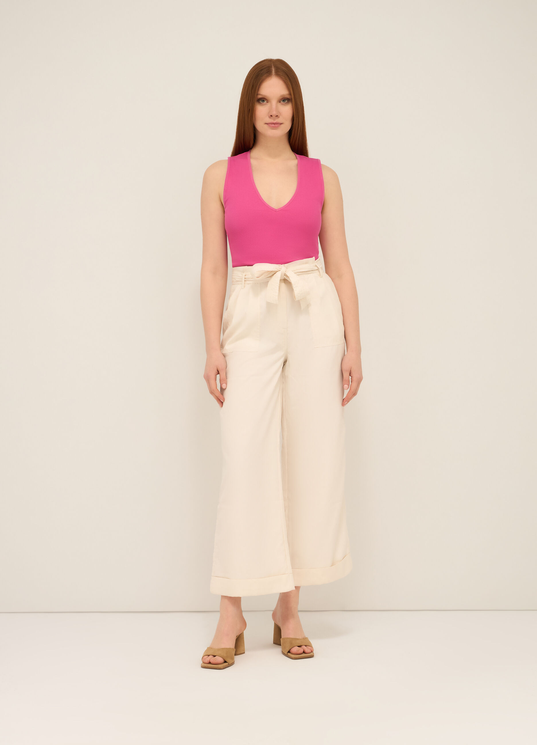 Pantaloni in twill stretch donna_0