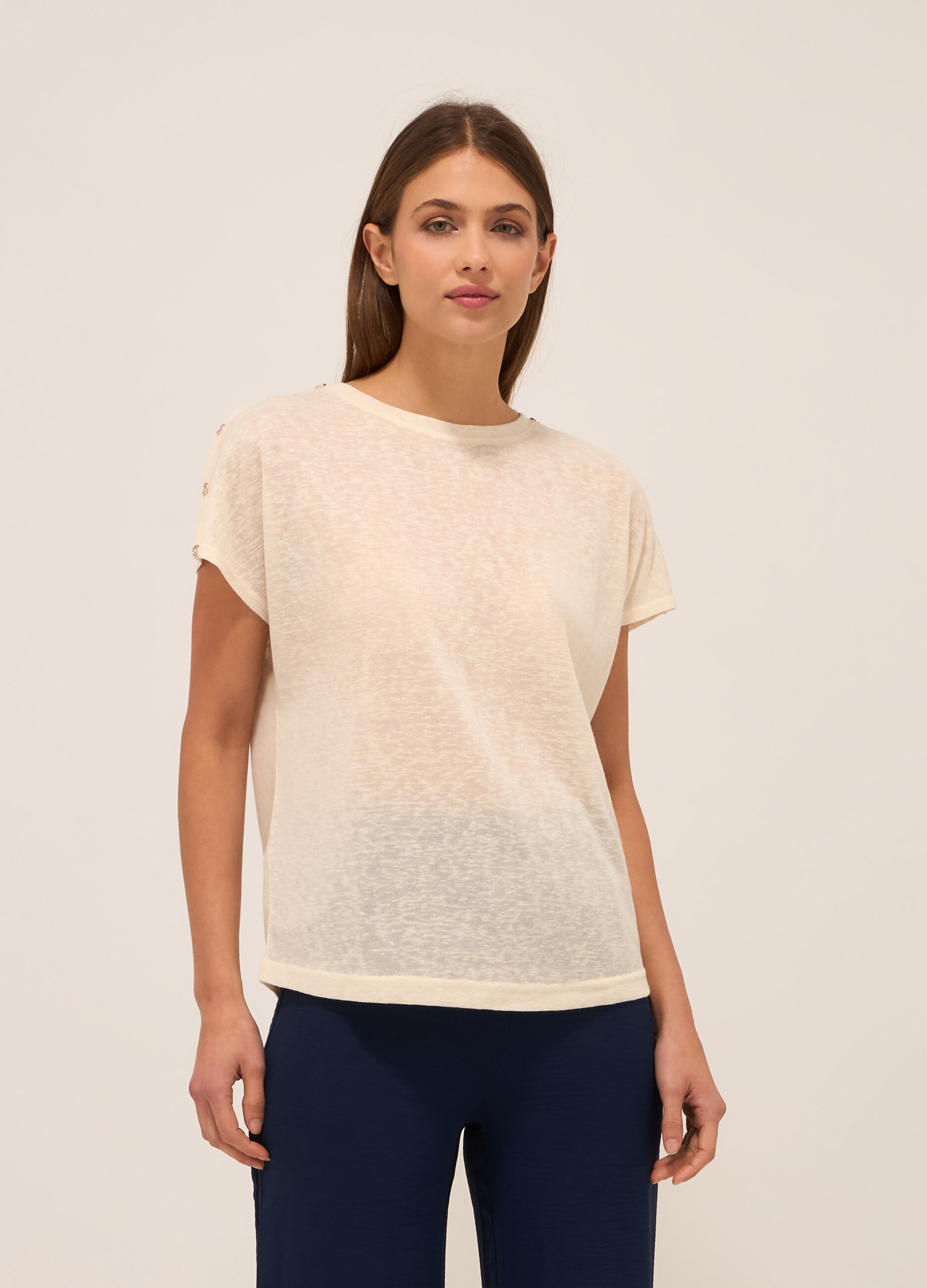 T-shirt con bottoni donna_0