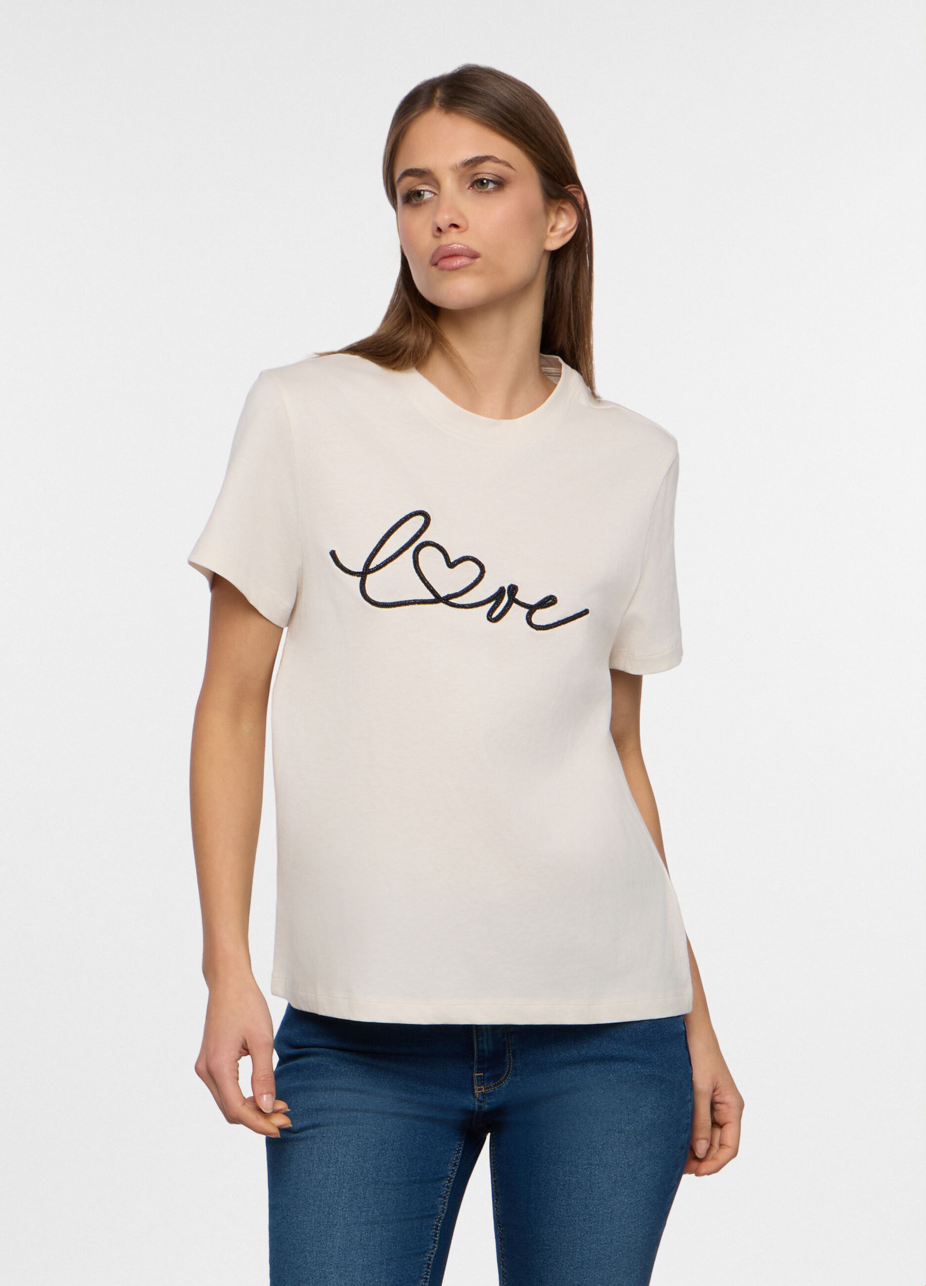 T-shirt in jersey di puro cotone donna_0