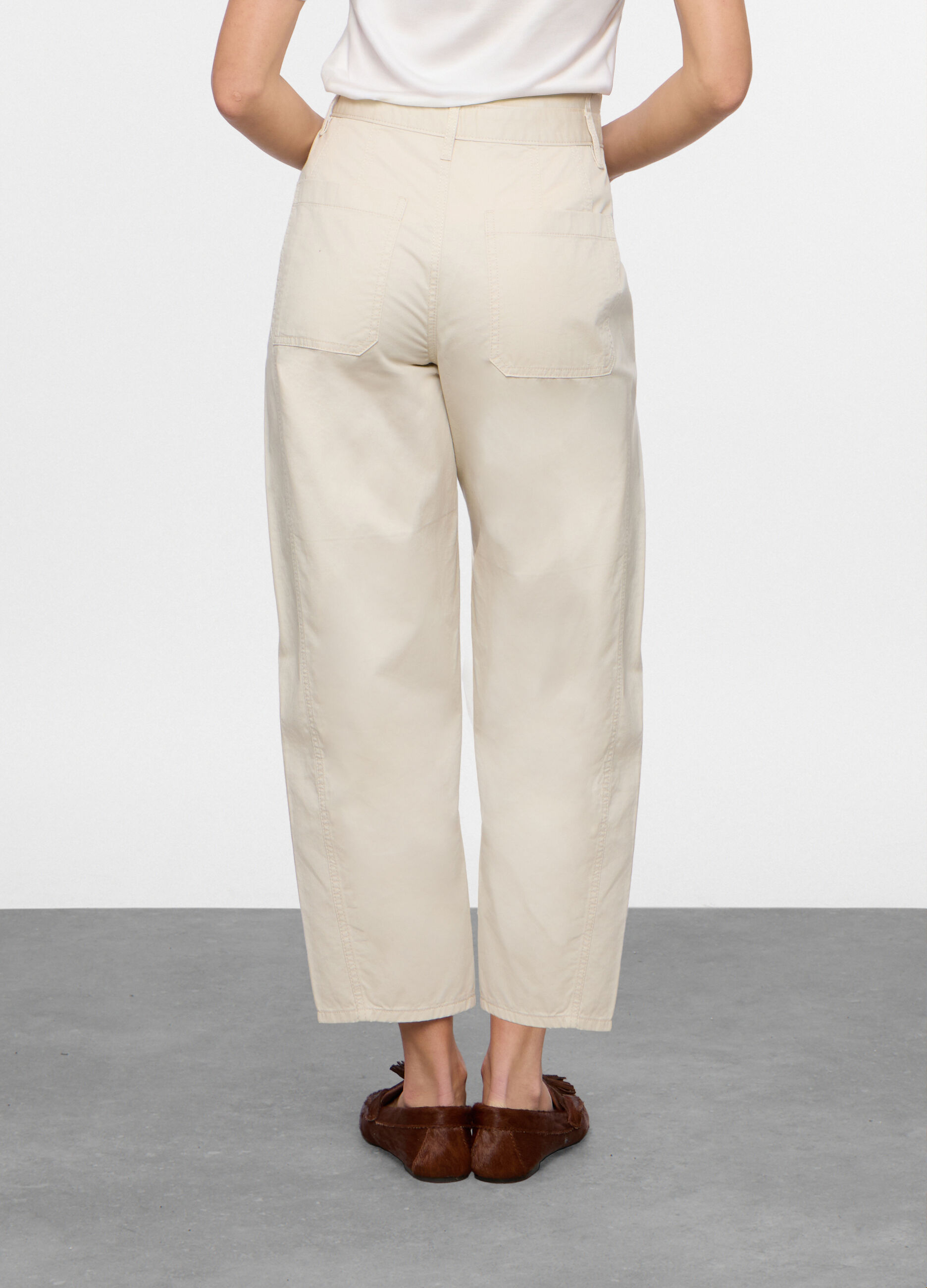 Pantaloni in twill di puro cotone donna_1