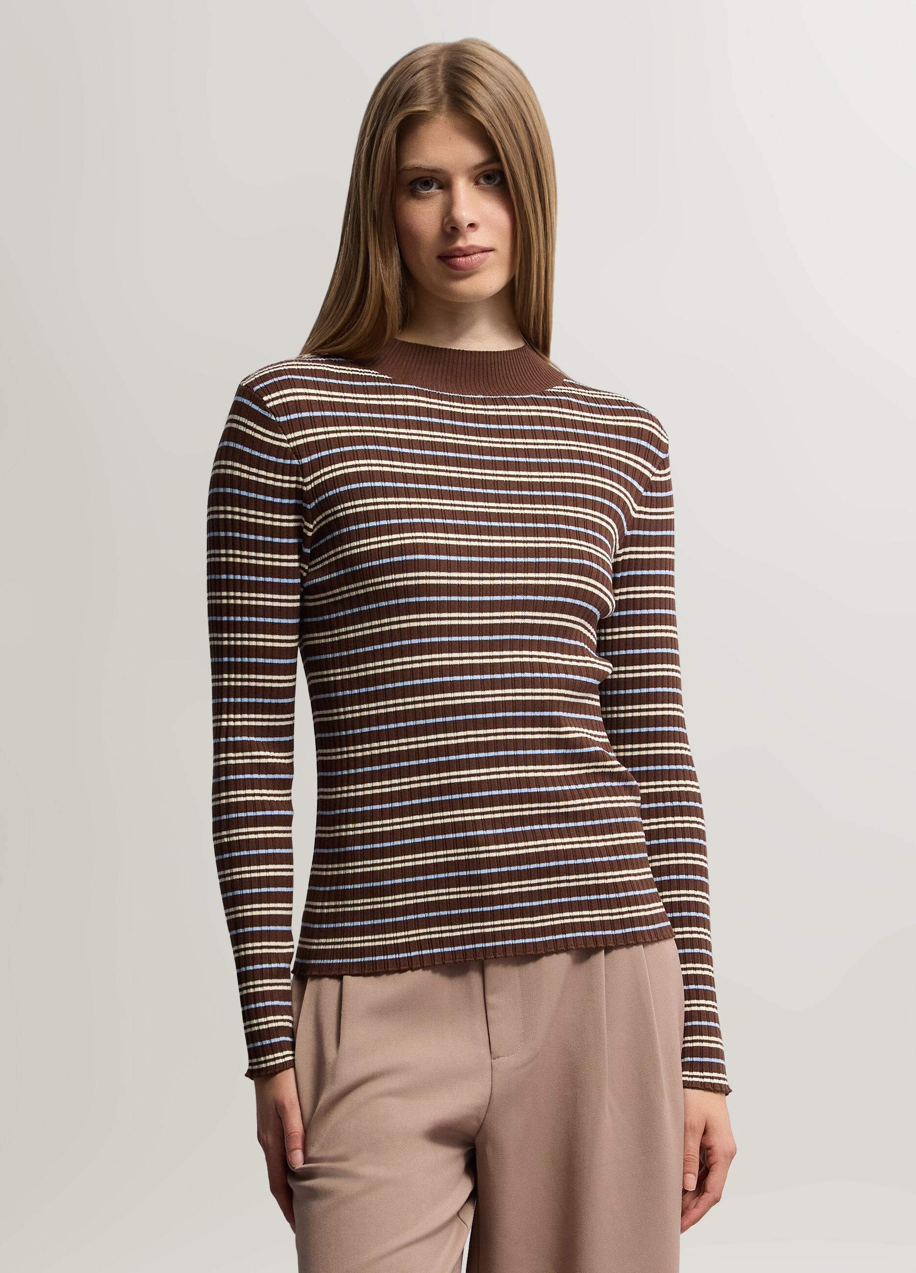 Maglia girocollo in costina donna_0