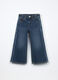 Pantaloni wide leg in denim di puro cotone bambina_0