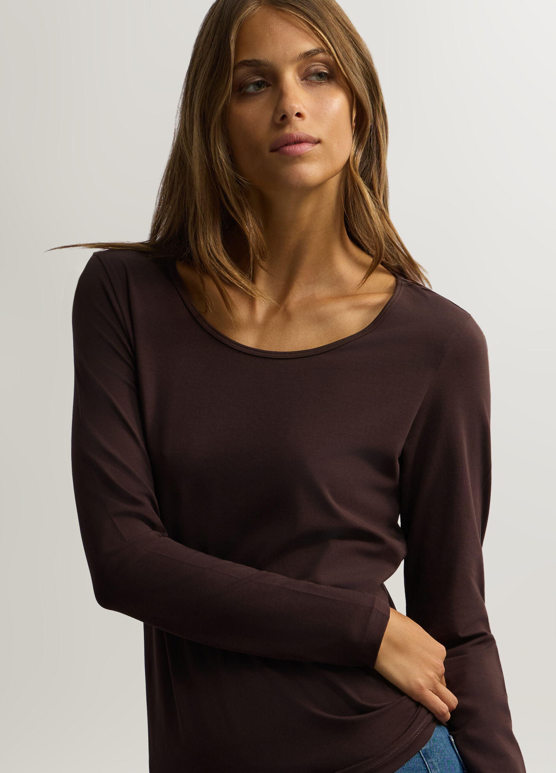 T-shirt girocollo stretch donna_2