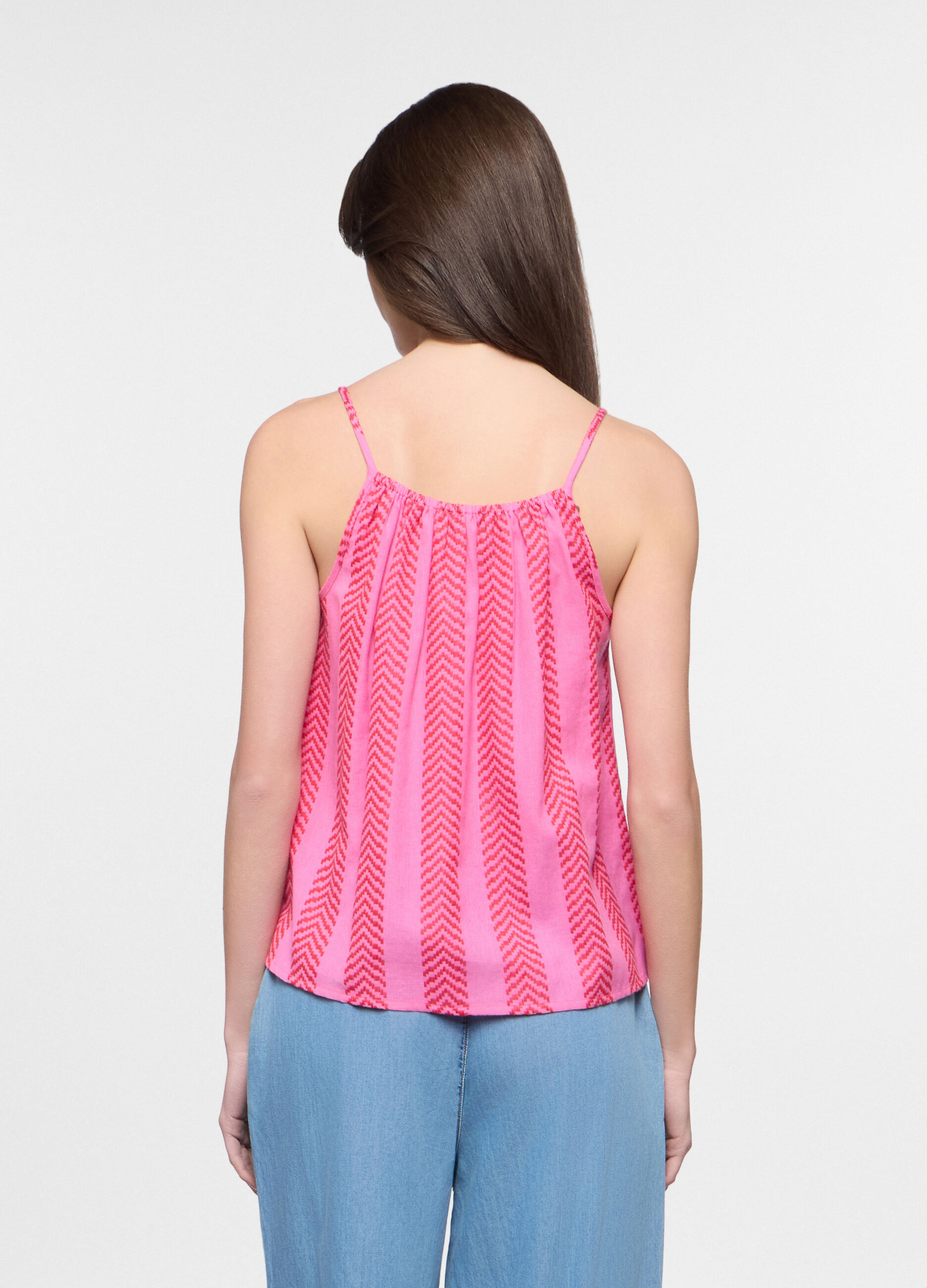 Top fit regular con scollo rotondo in puro cotone donna_1