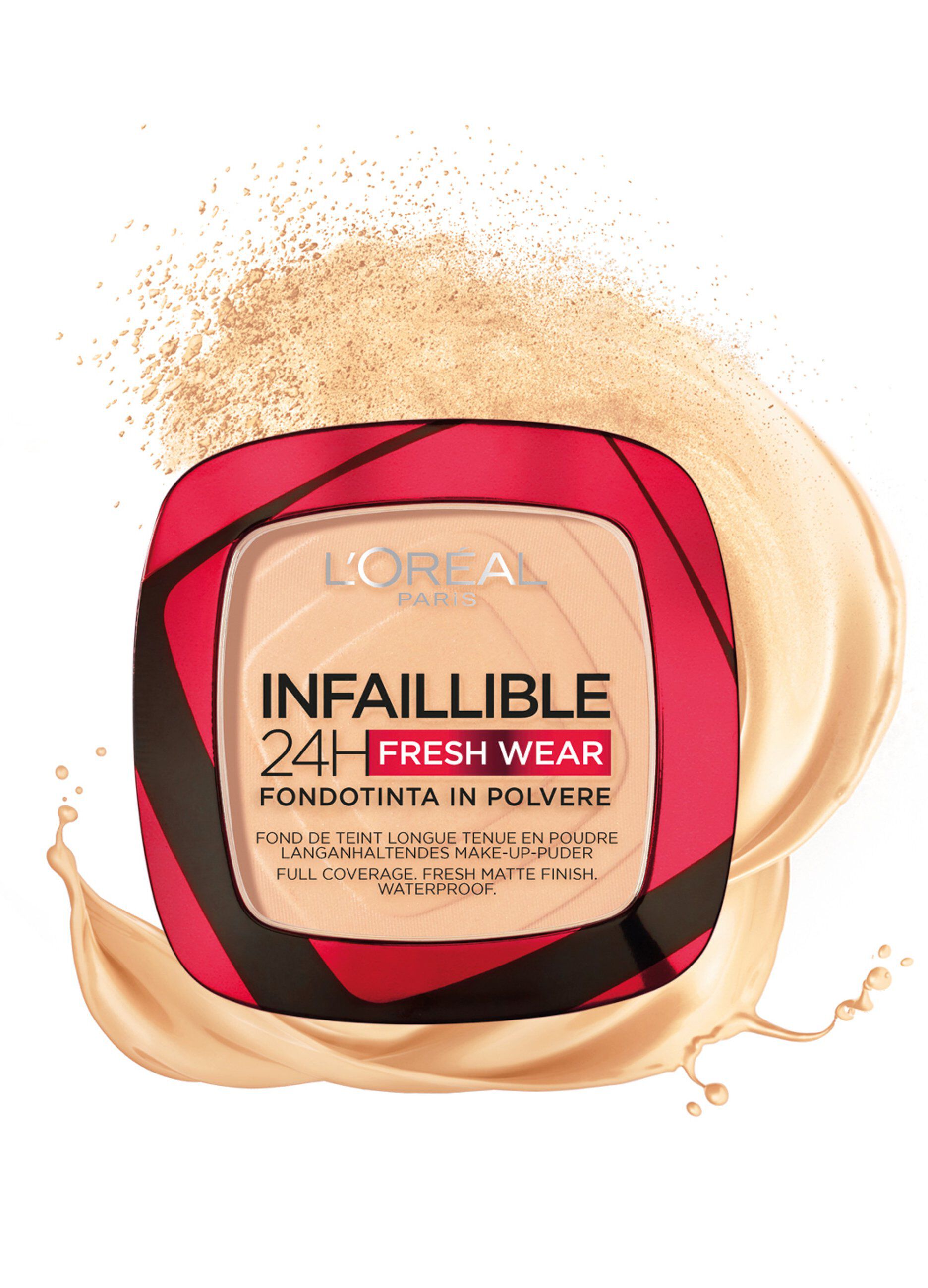 L'Oréal Paris Fondotinta compatto Infaillible 24H Fresh Wear, Formula in Polvere a Lunga Tenuta, Mask-Friendly, Low-Transfer e Waterproof, Copre come un fondotinta e opacizza come una polvere, 40 Cachemire/Cashmere._2
