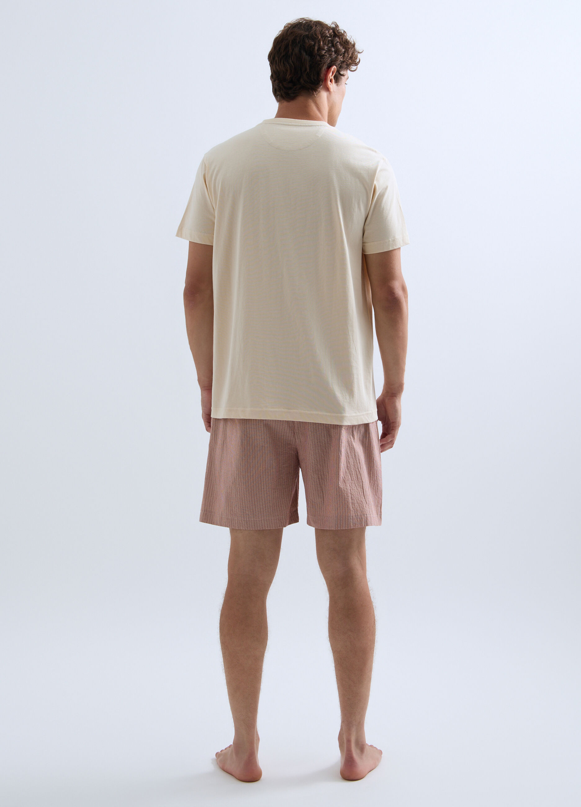 Pigiama corto con maglia serafino in jersey di cotone uomo_1