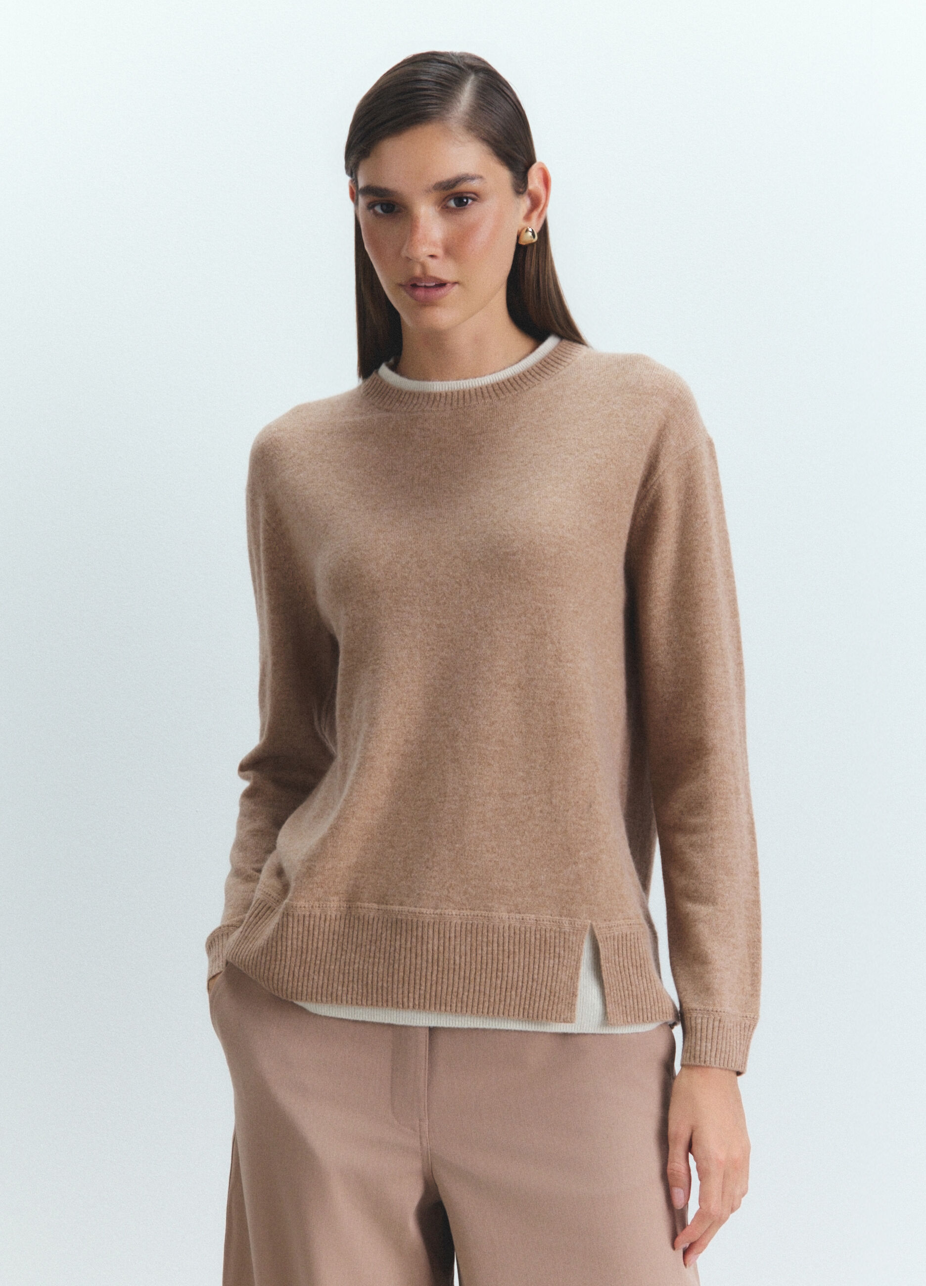 Pullover girocollo in puro cashmere donna_1