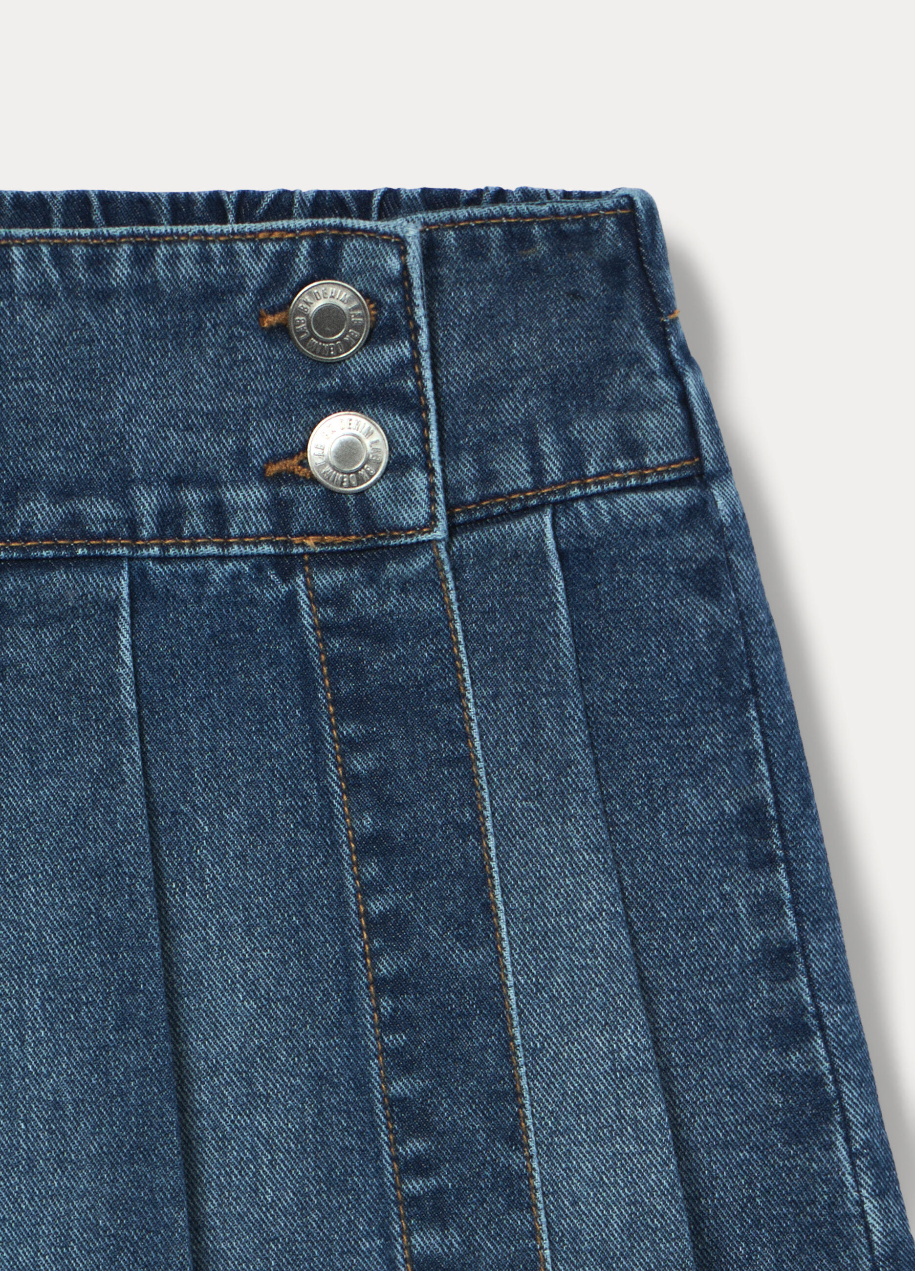 Gonna pantalone in denim di puro cotone ragazza_2