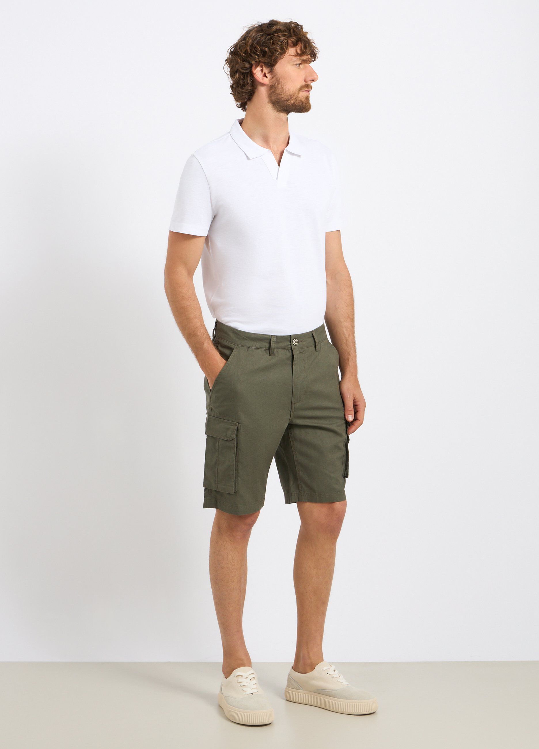 Bermuda cargo in misto lino uomo_0
