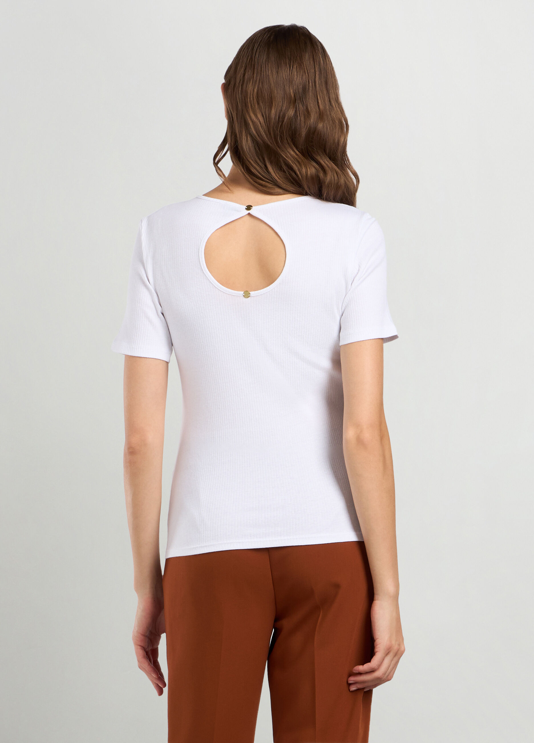 T-shirt in costina di cotone bio donna_1