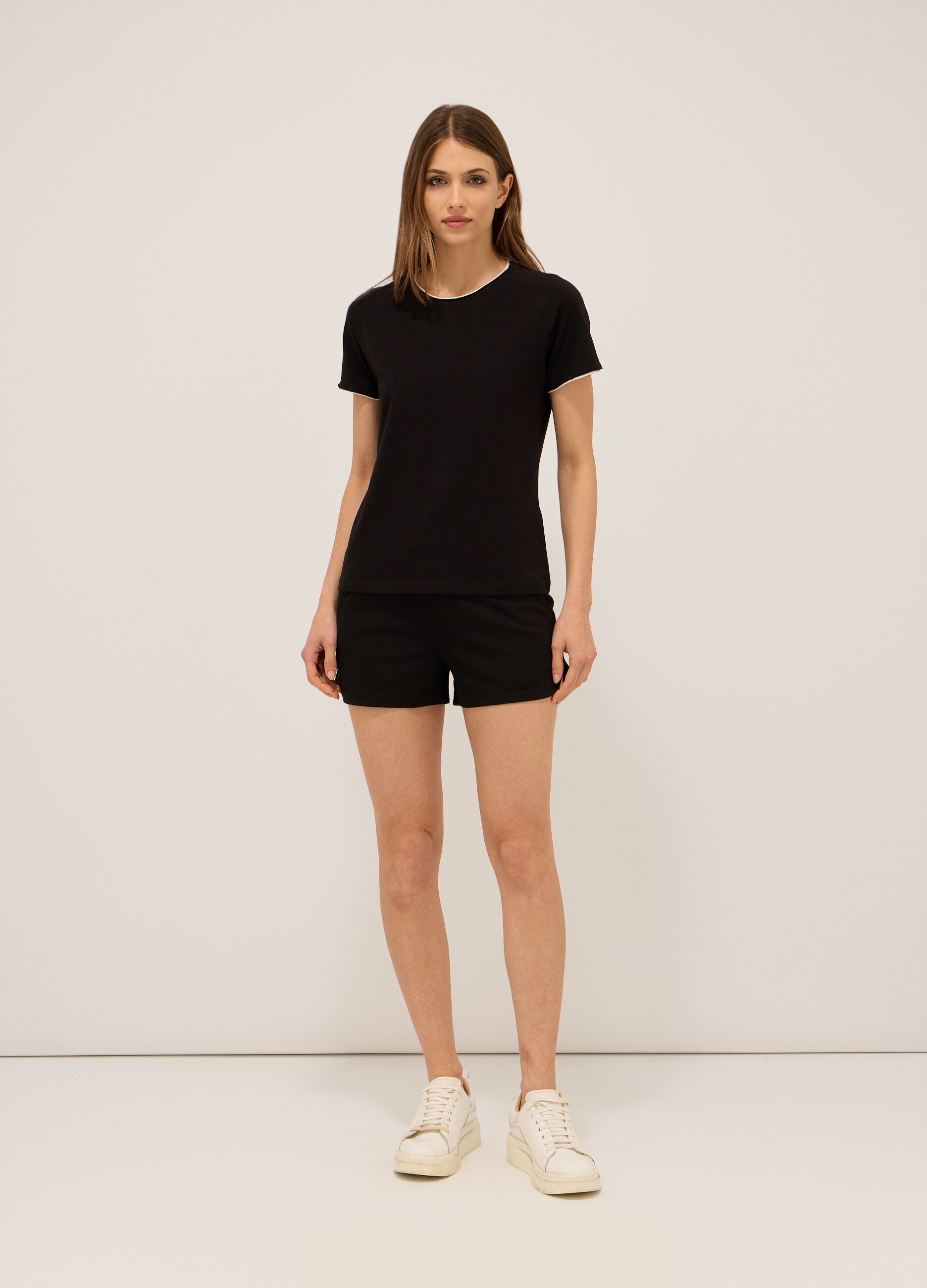 Shorts in french terry di misto cotone donna_0