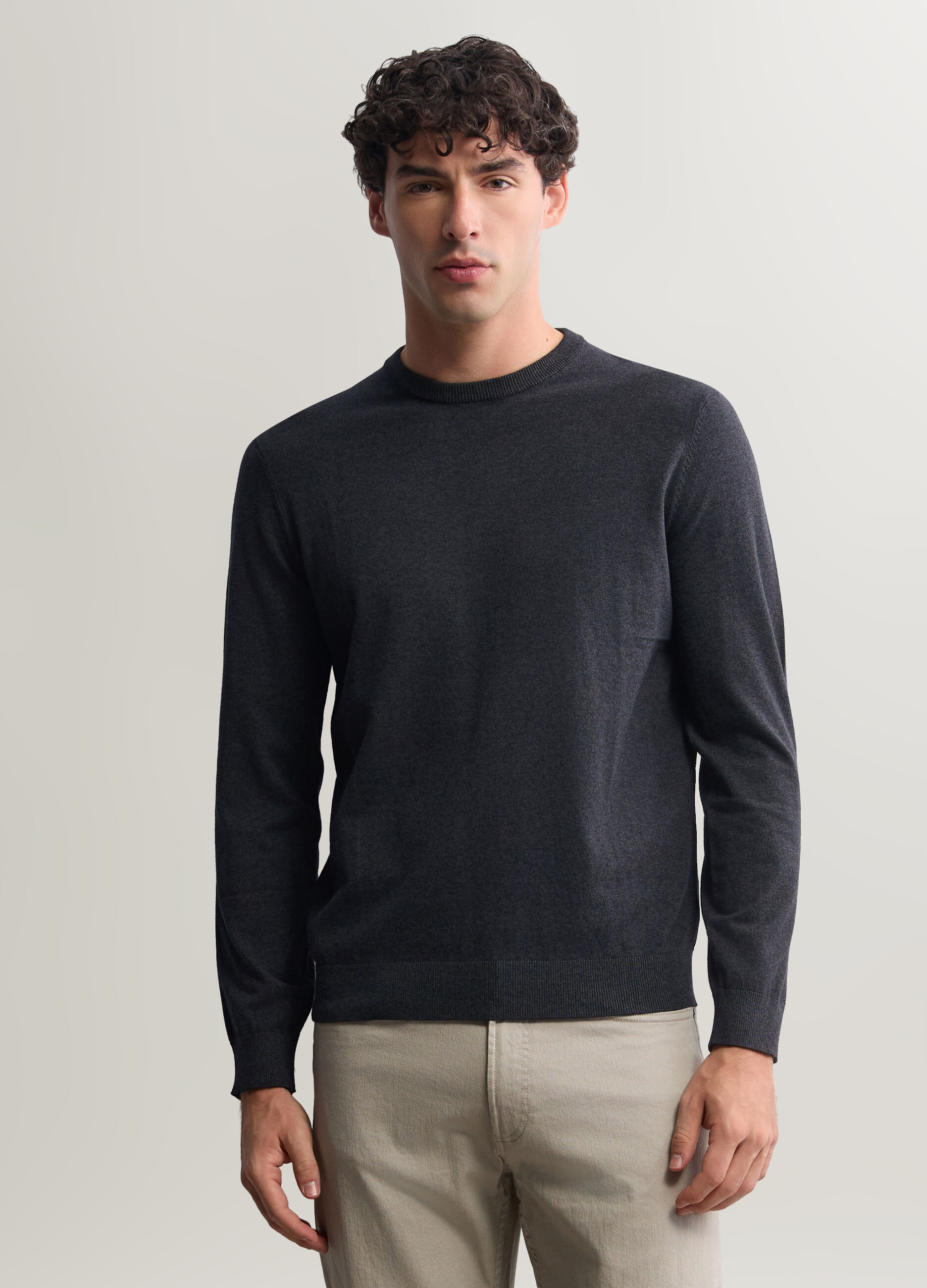 Maglione girocollo in misto cotone uomo_0