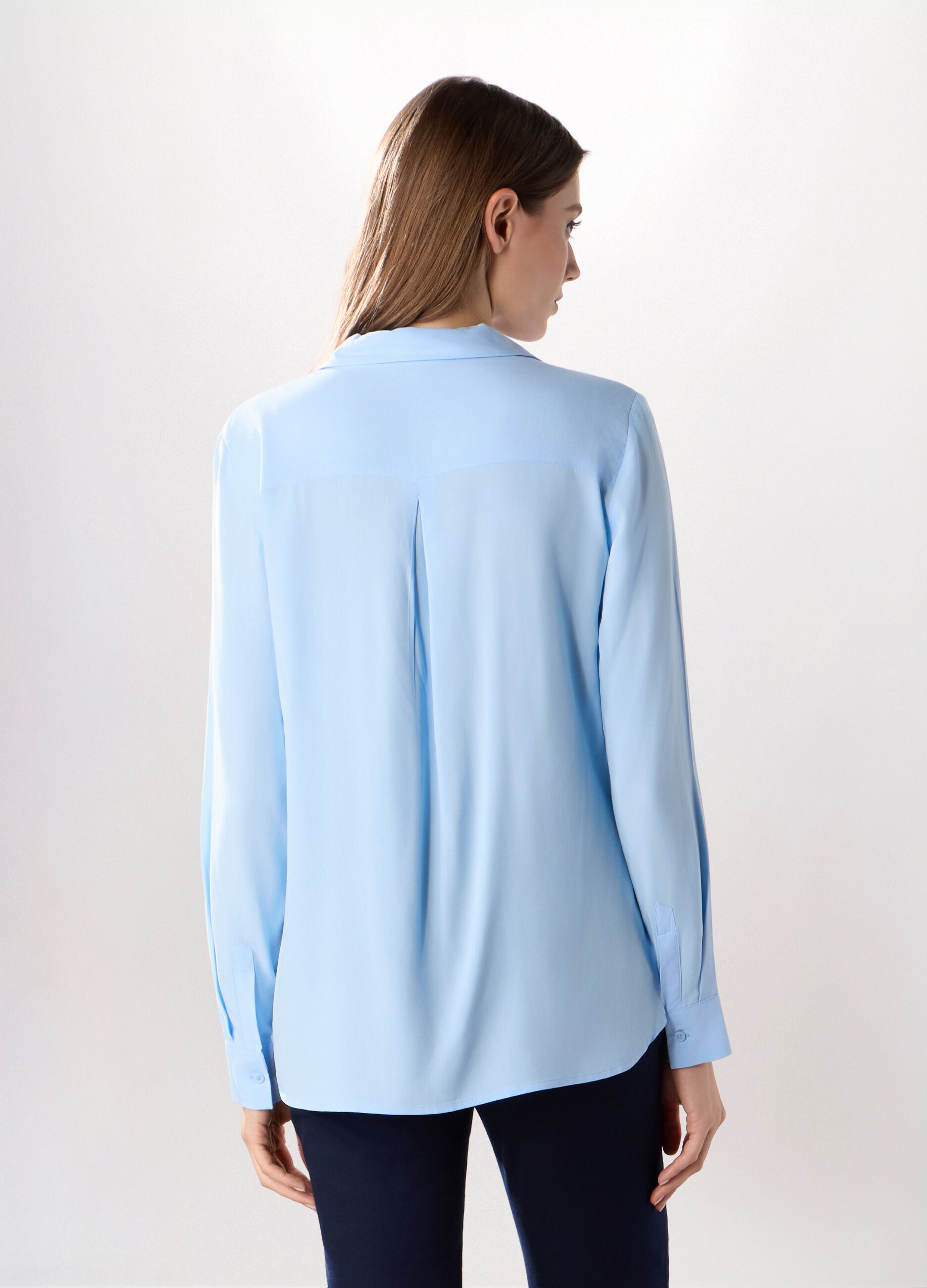 Camicia in pura viscosa tinta unita donna_1