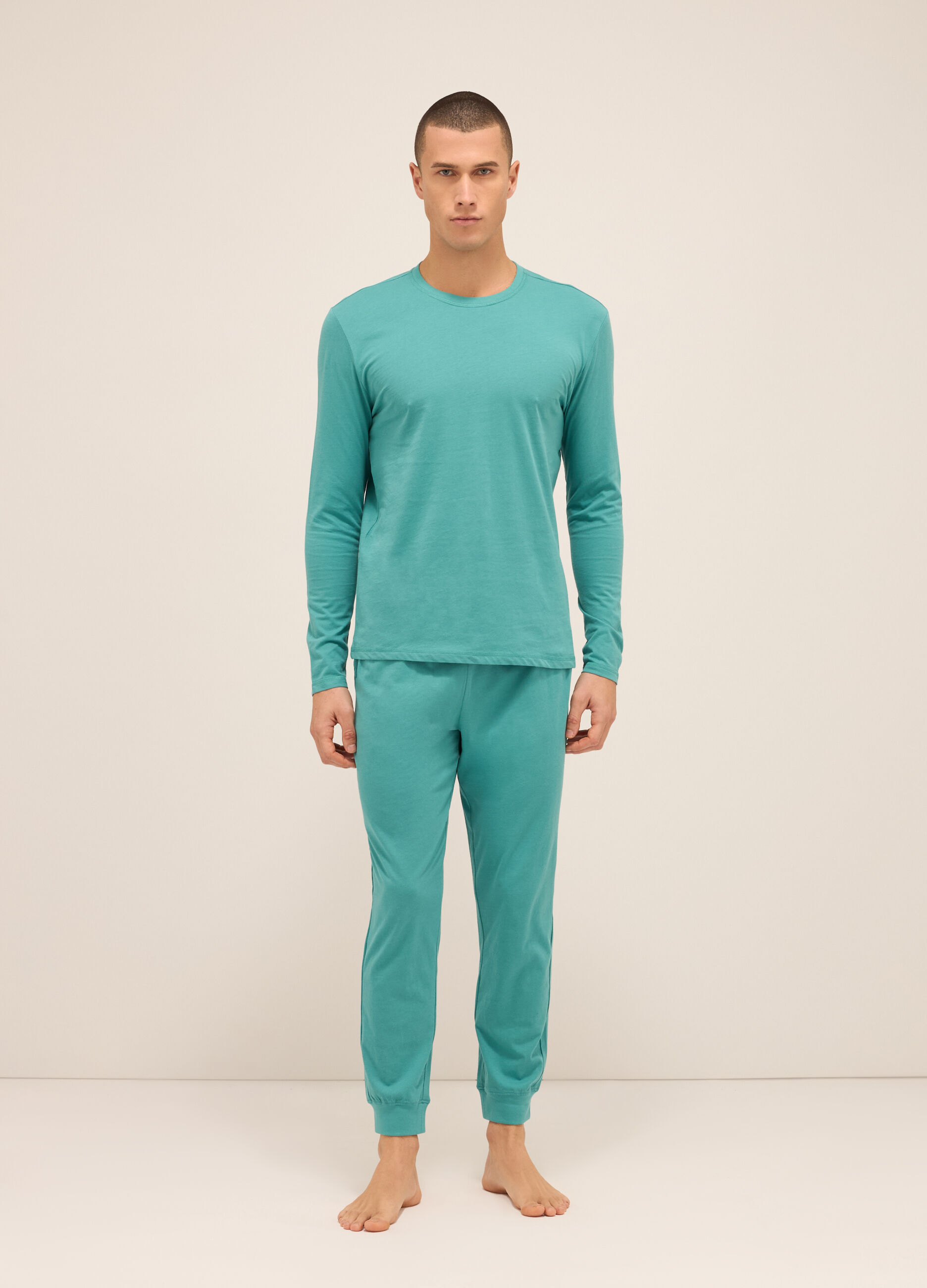 Pantaloni del pigiama in cotone con coulisse uomo_0