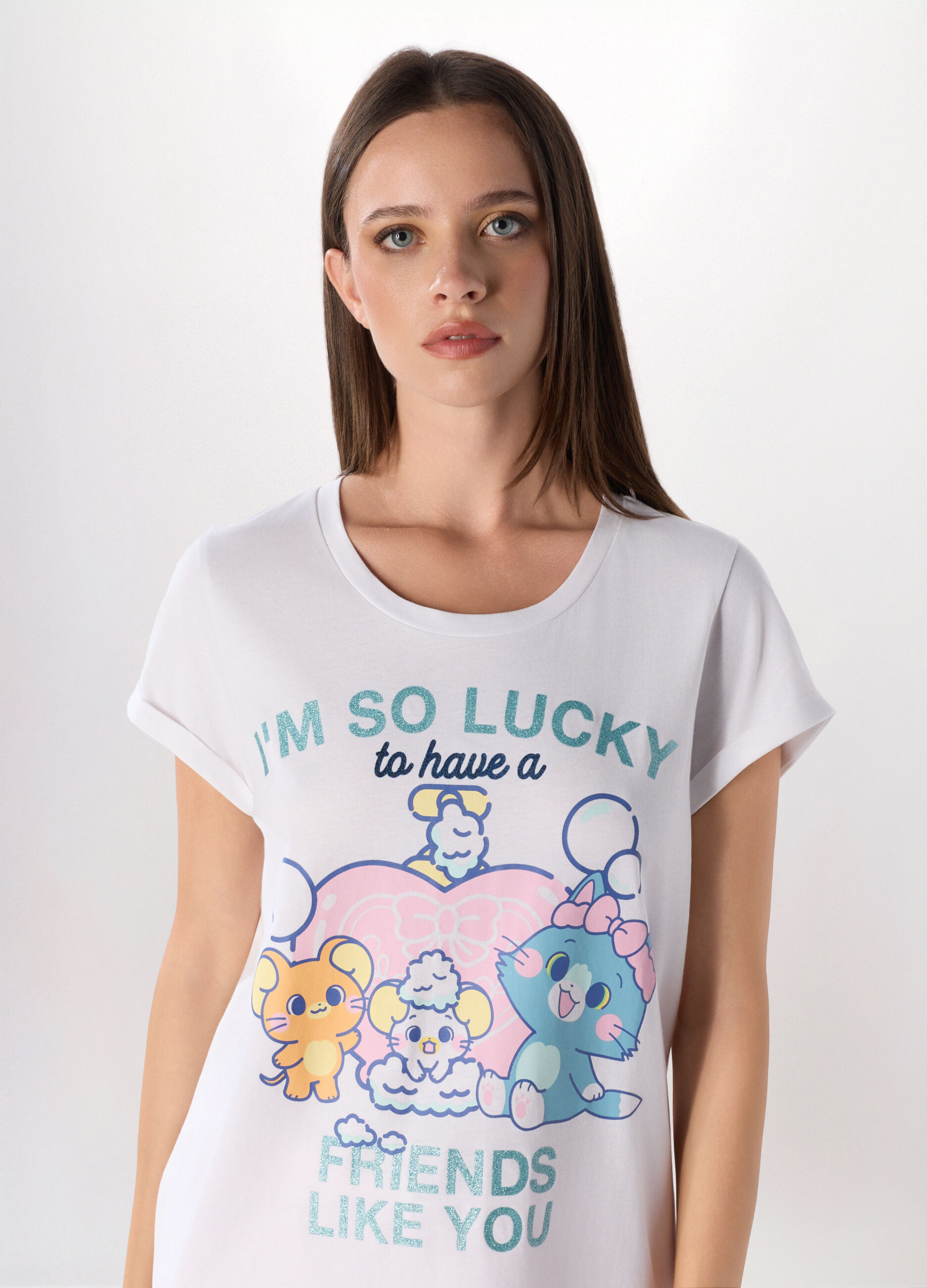 Set pigiama corto in puro cotone donna_2