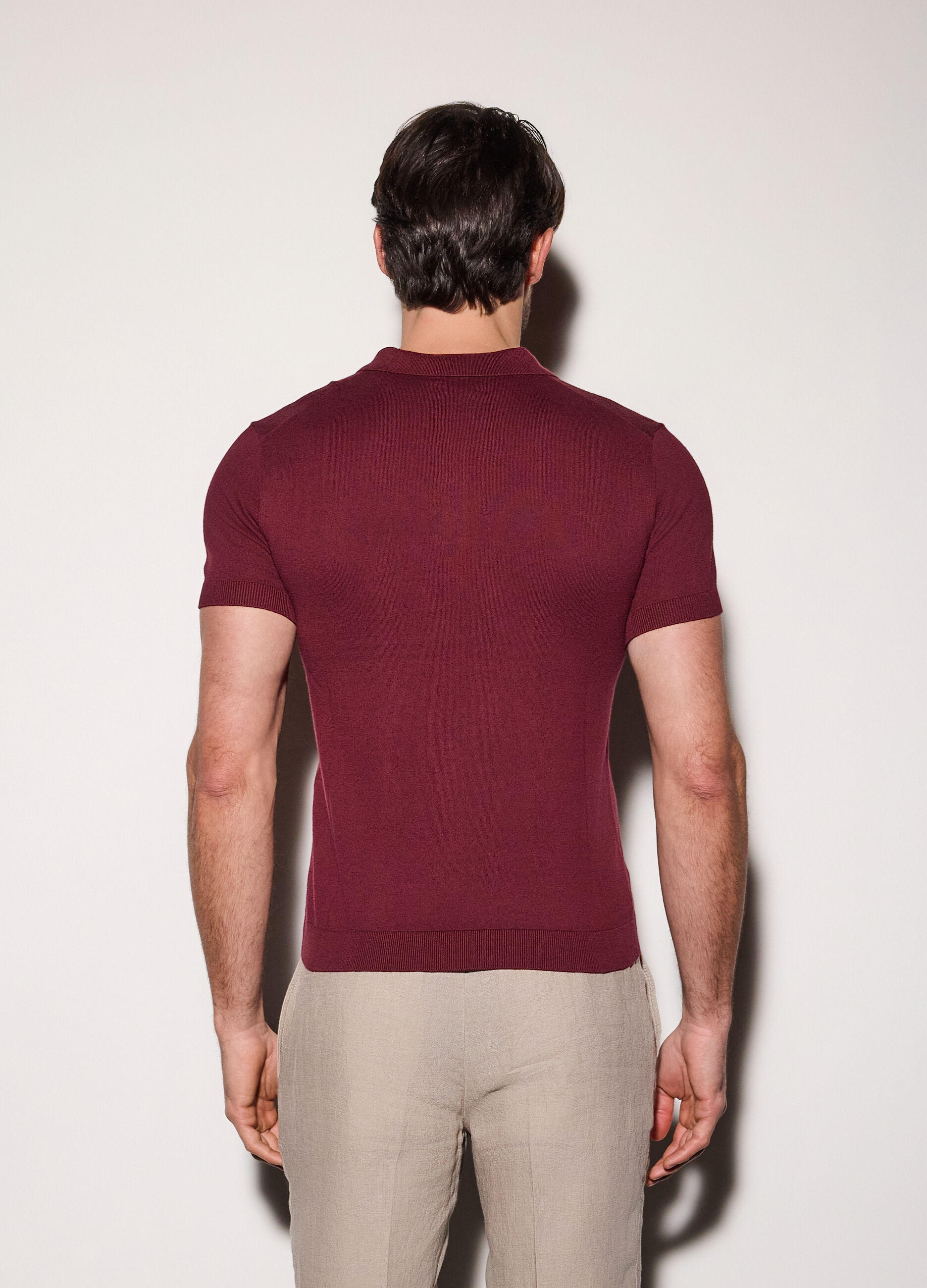 Polo a maniche corte in cotone e seta uomo_1