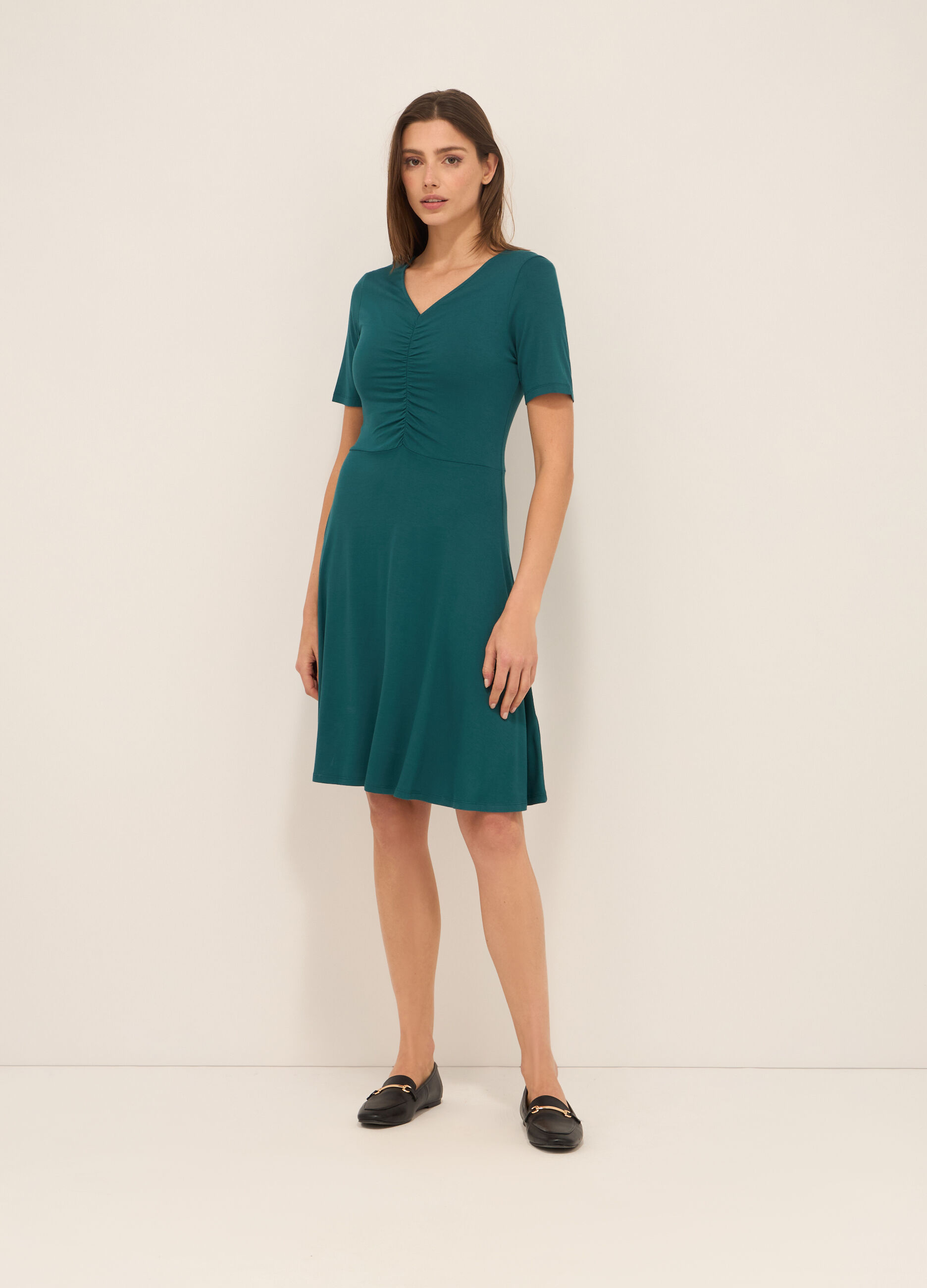 Abito corto in jersey di viscosa stretch donna_0