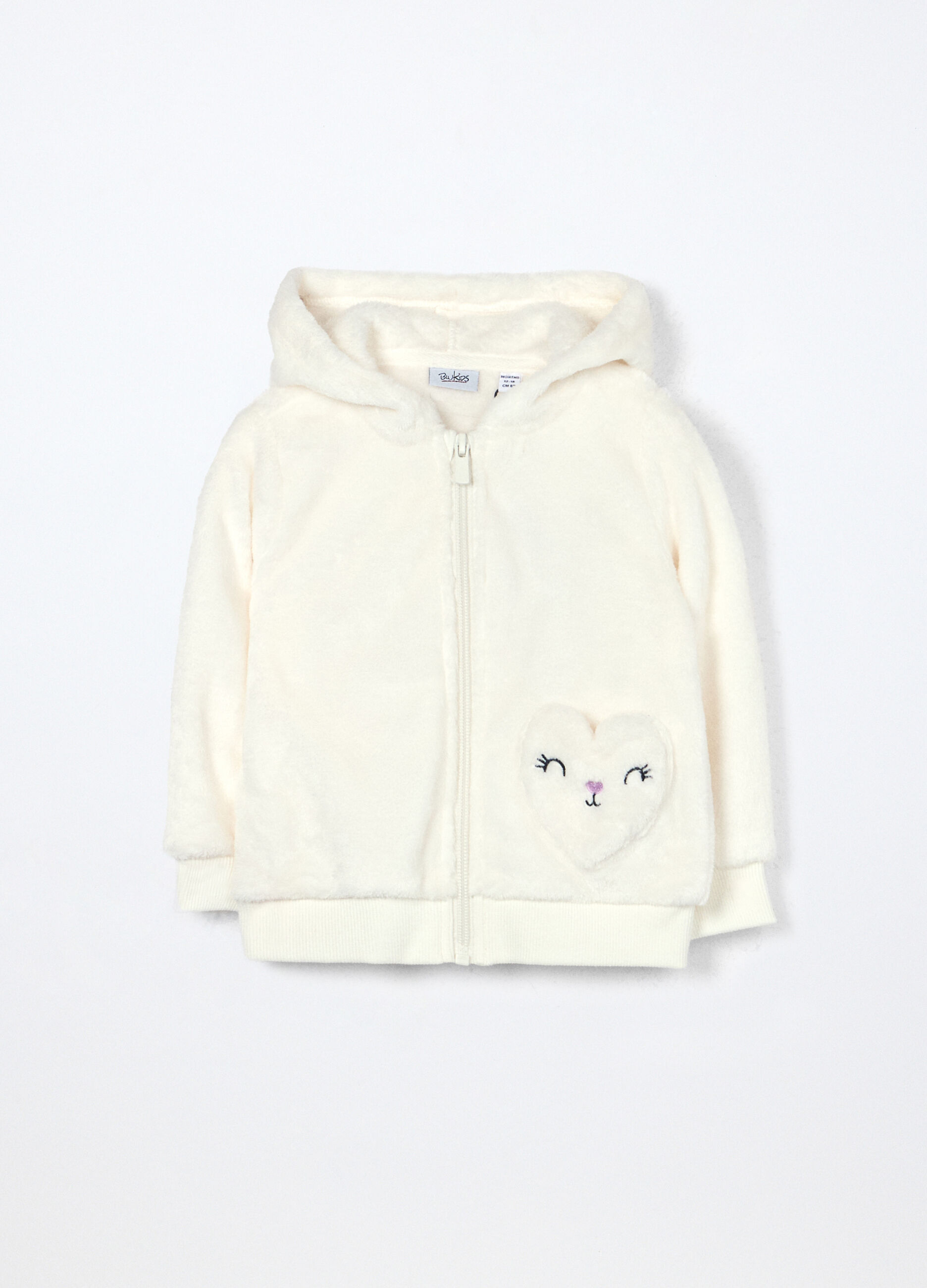 Felpa velour con cappuccio neonata_0