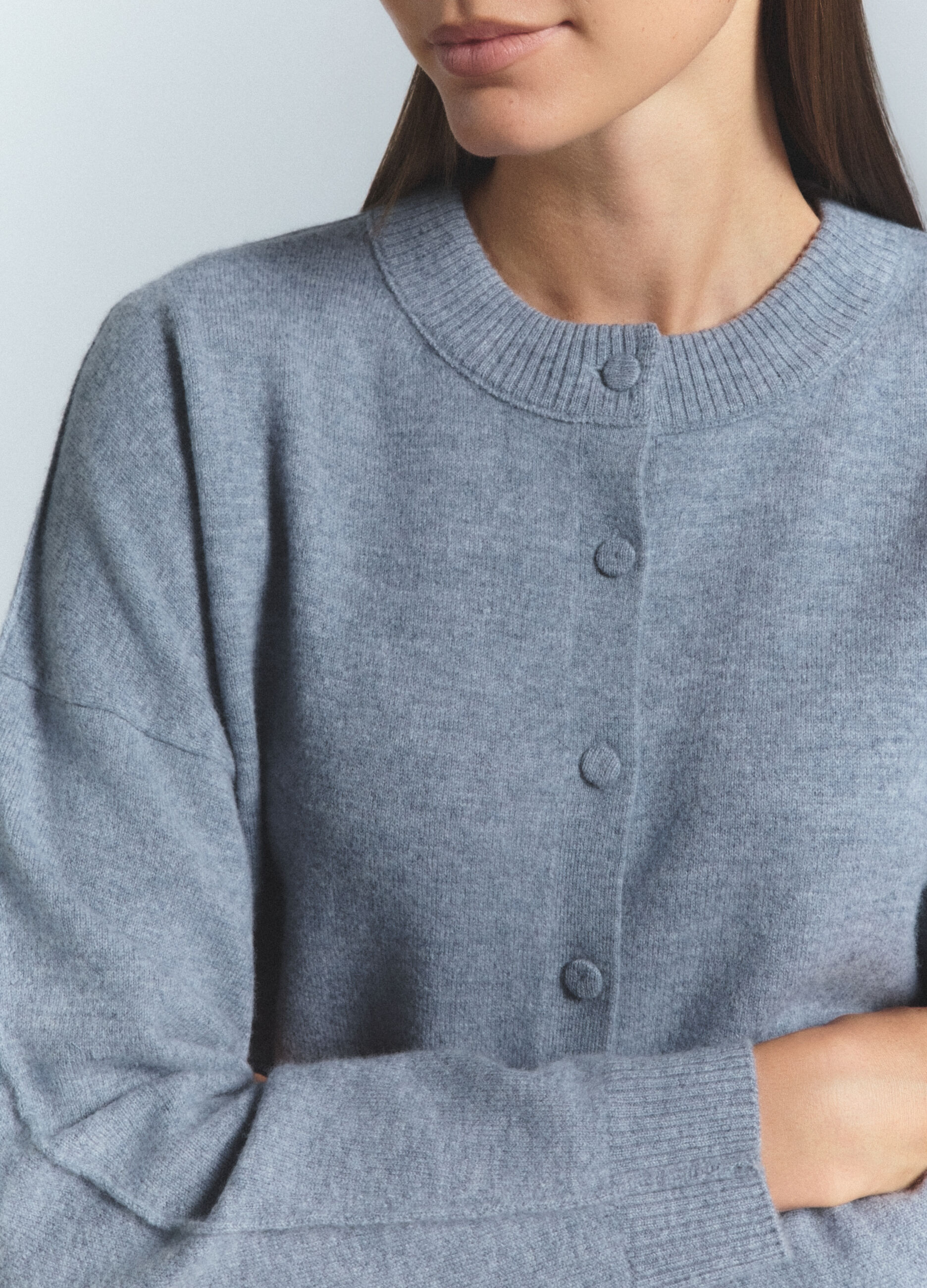 Cardigan girocollo rasato donna_4