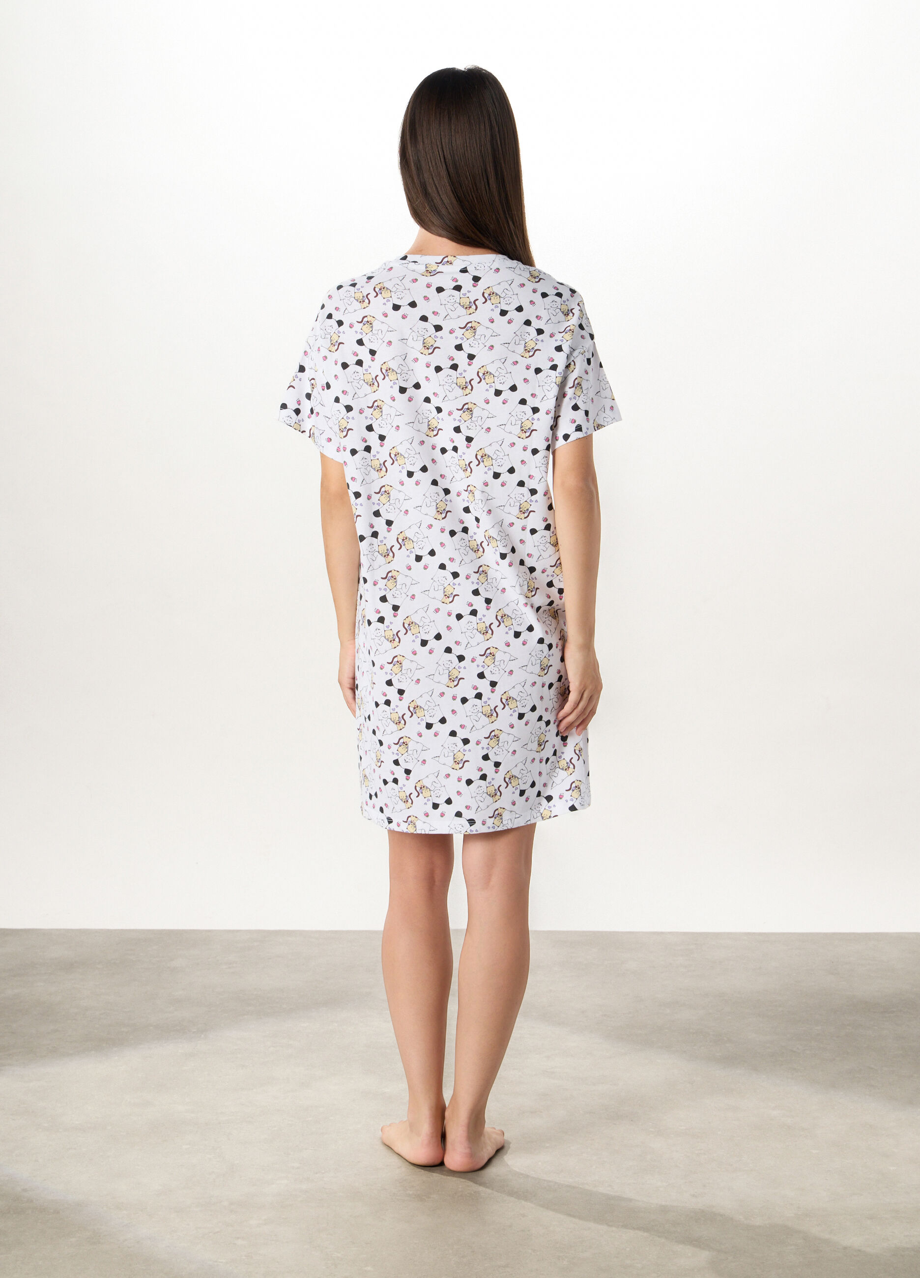 Camicia da notte maxi t-shirt in puro cotone donna_1