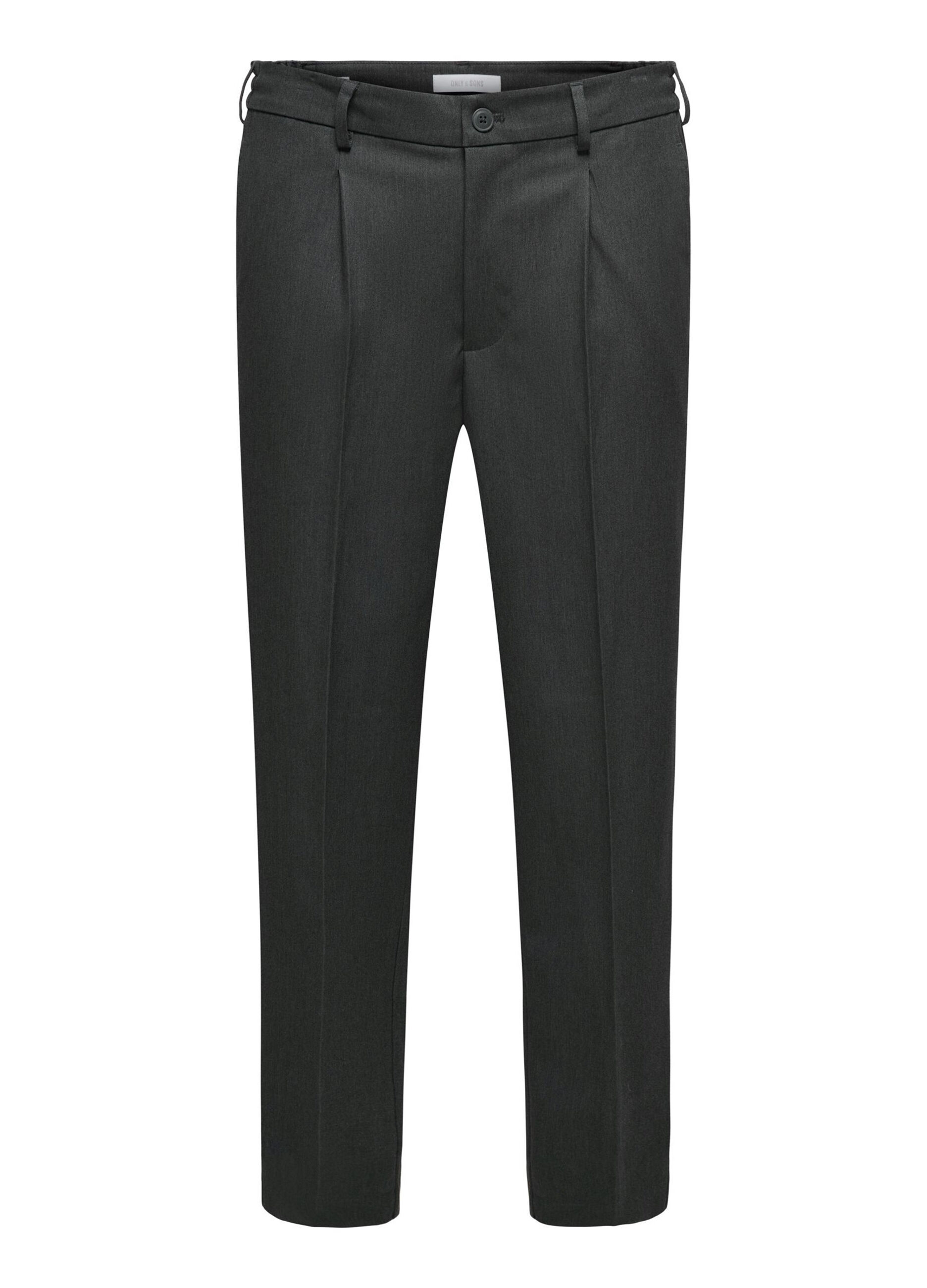 Pantalone straight fit con pince uomo_0