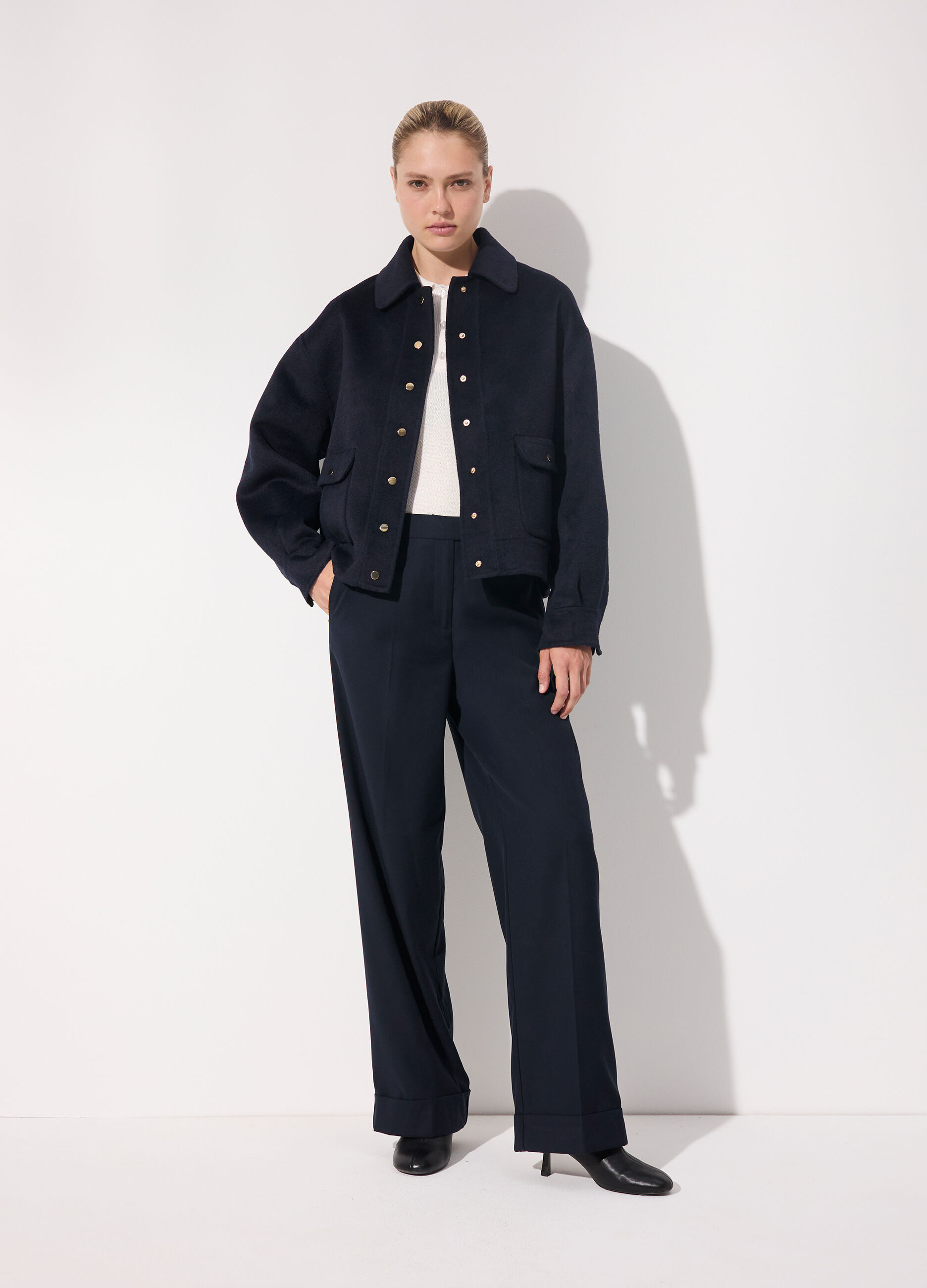 Cappotto corto shacket in misto lana donna_0