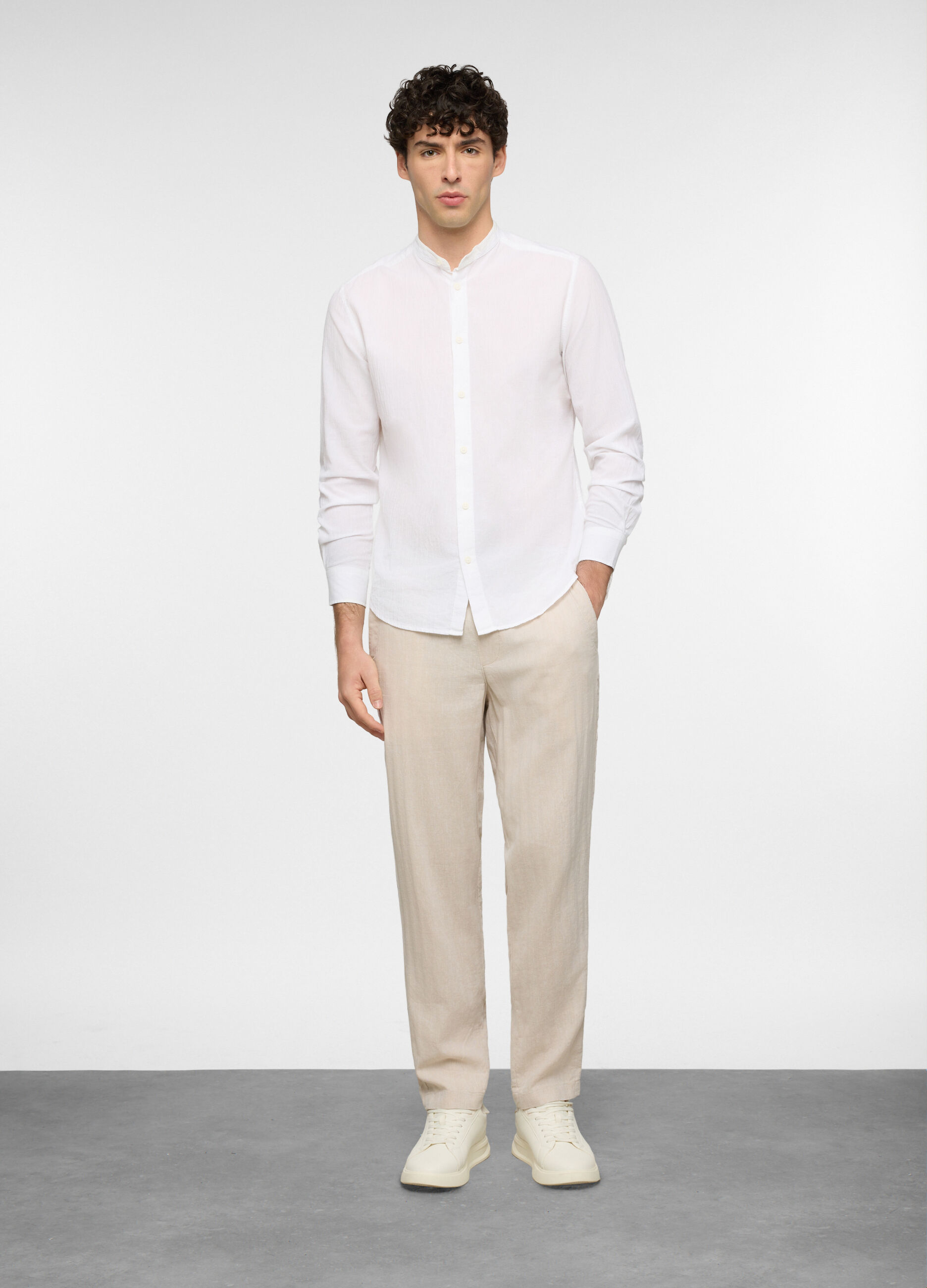 Pantalone chino relaxed fit in cotone e lino uomo_0