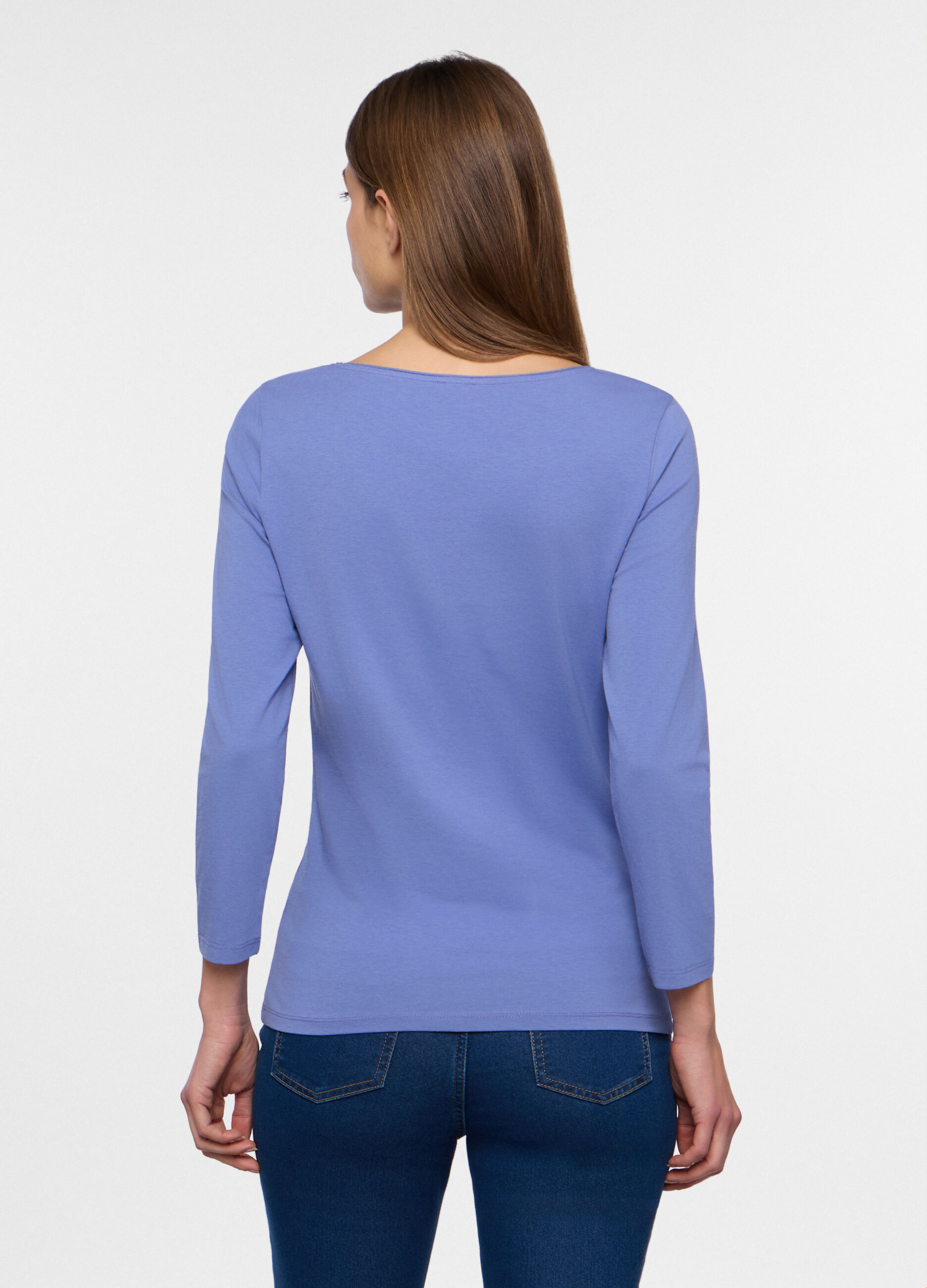 T-shirt con scollo a barchetta stretch donna_1
