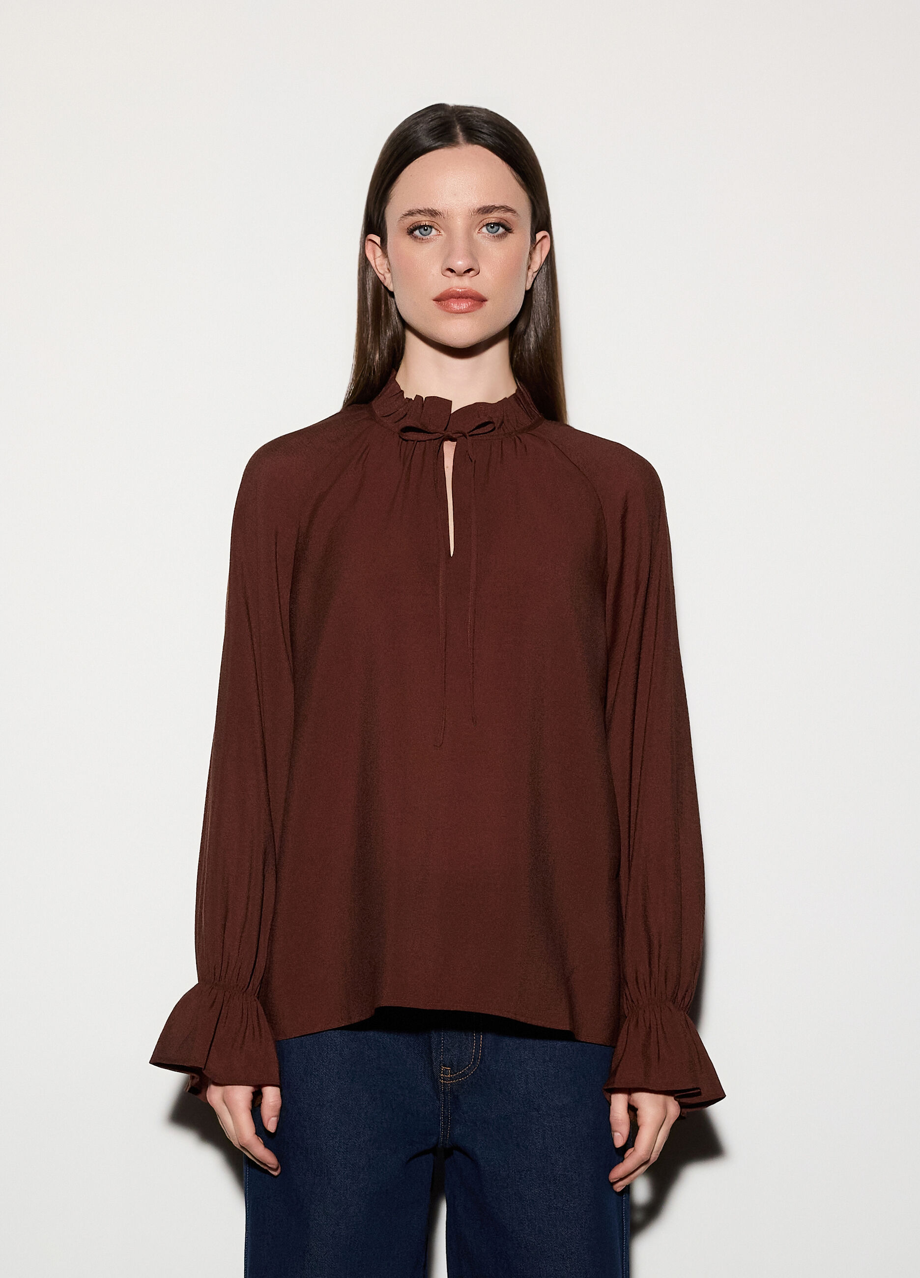 Blusa con scollo a goccia donna_1