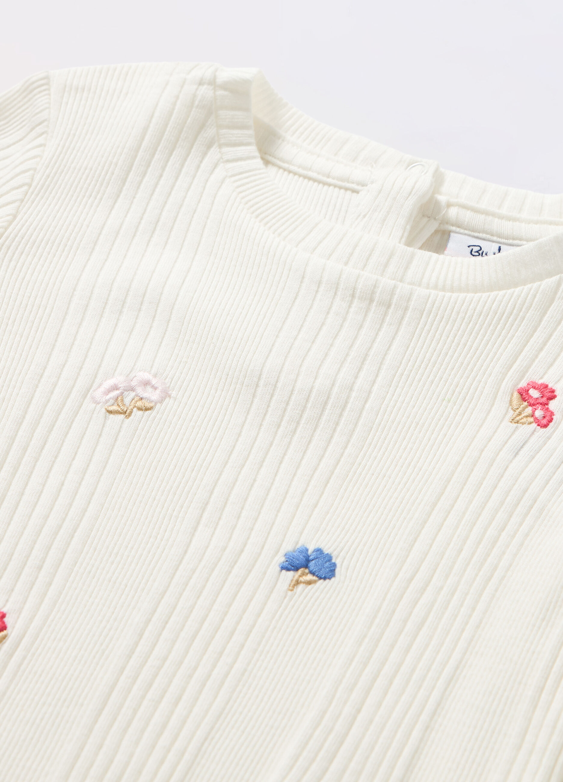 T-shirt in costina di puro cotone neonata_1