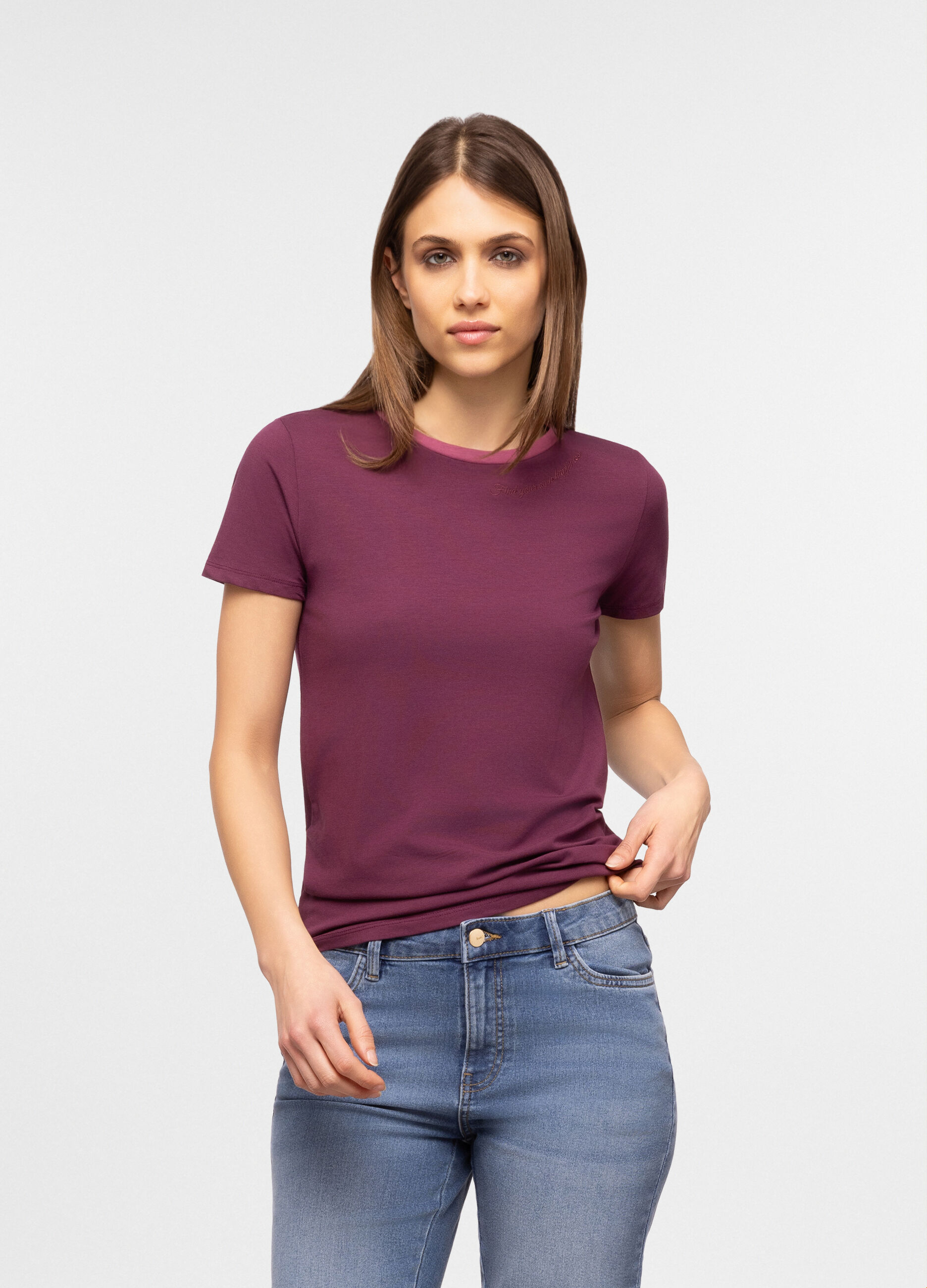 T-shirt girocollo stretch donna_0