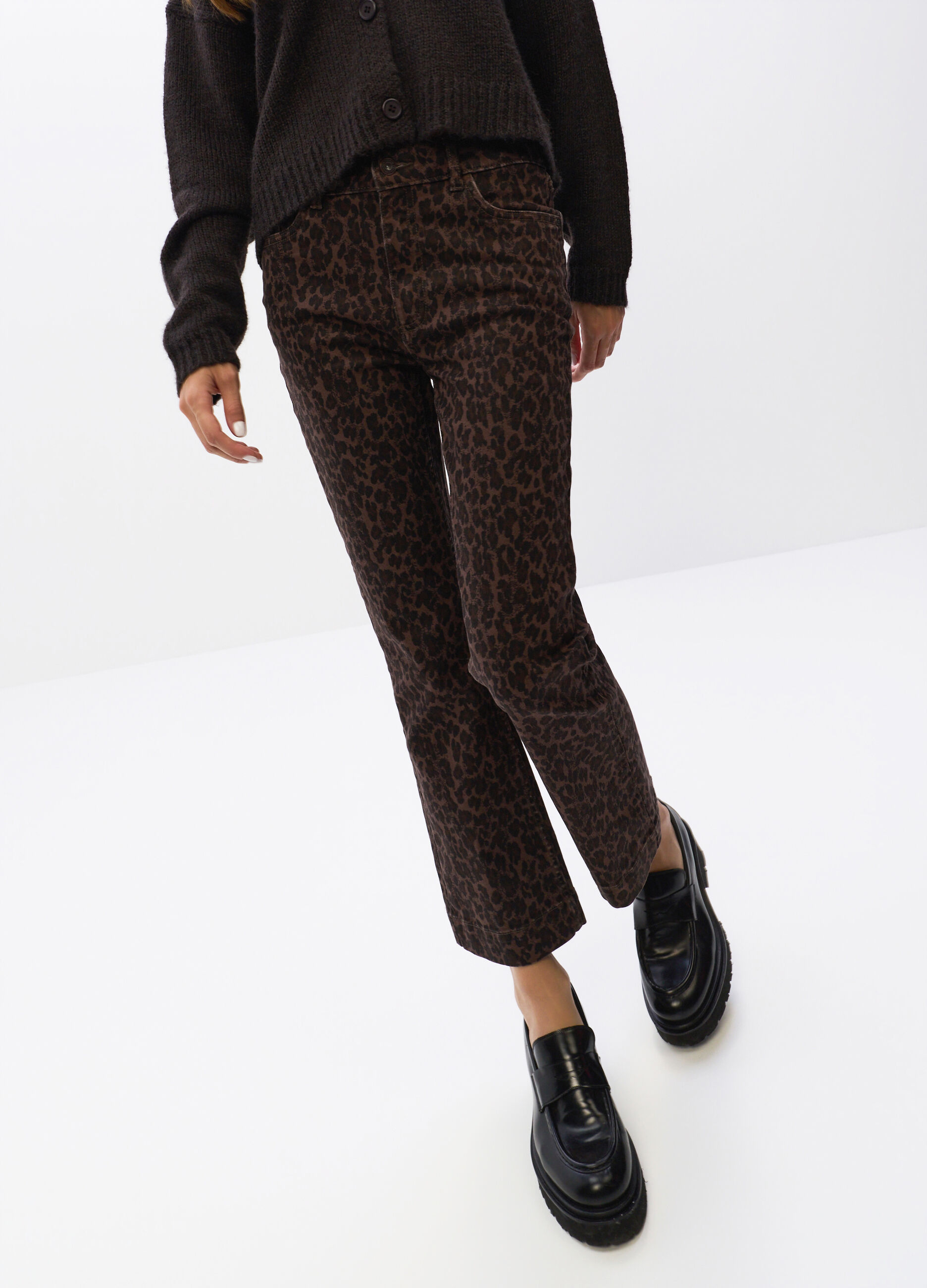 Pantaloni Flare Fit in denim di cotone stretch donna_2