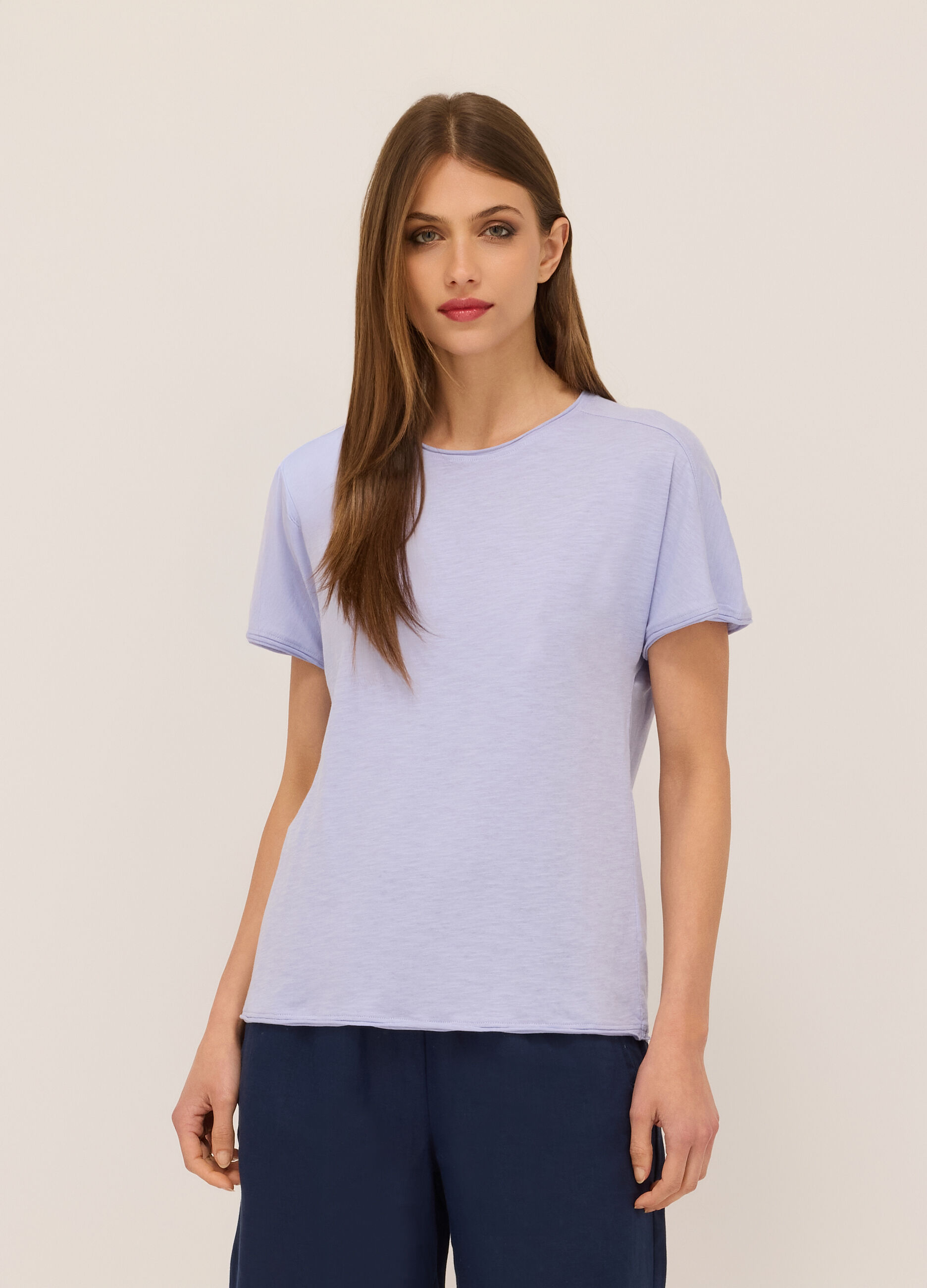 T-shirt in jersey di puro cotone donna_0