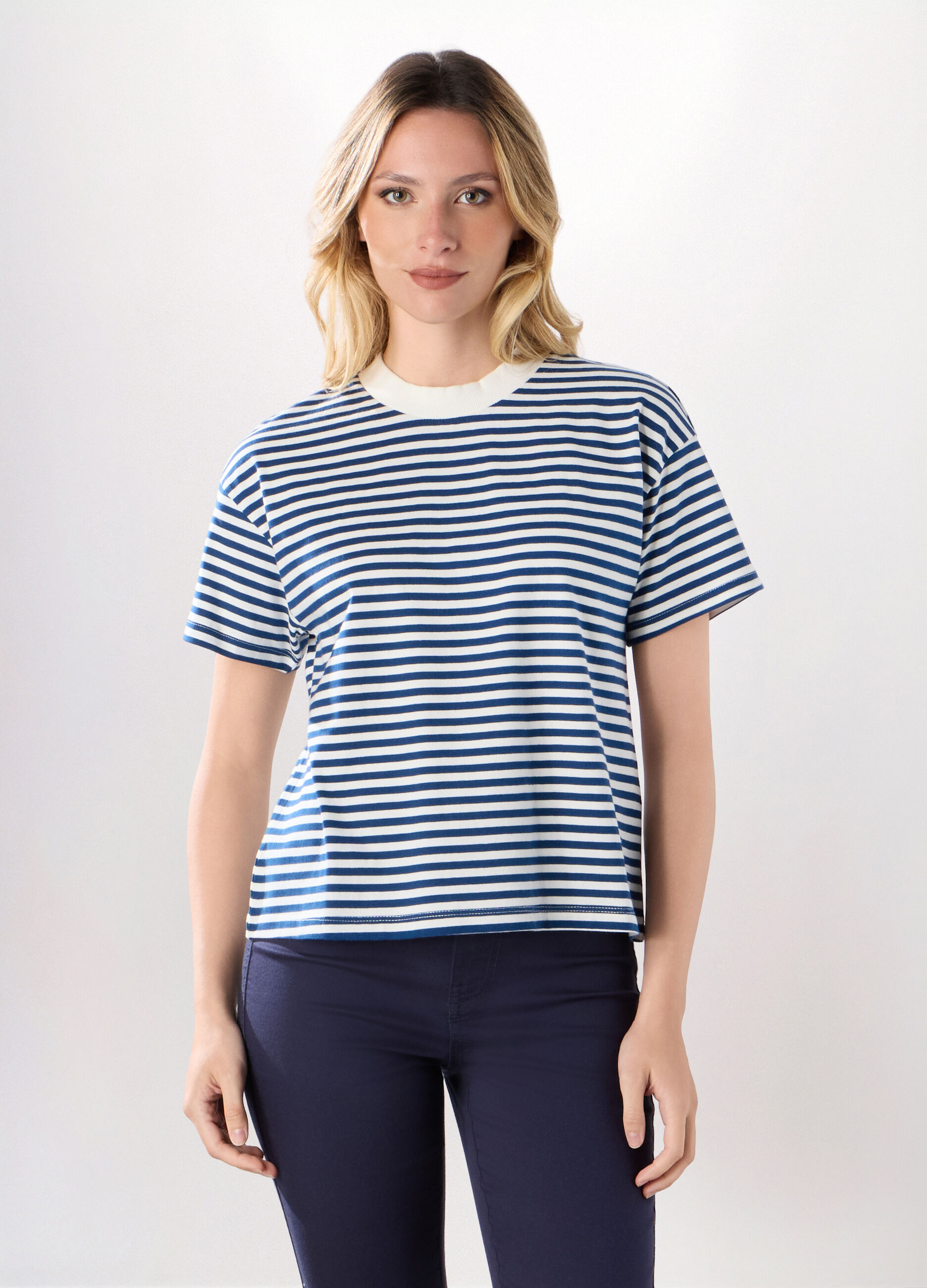 T-shirt in jersey di puro cotone donna_0