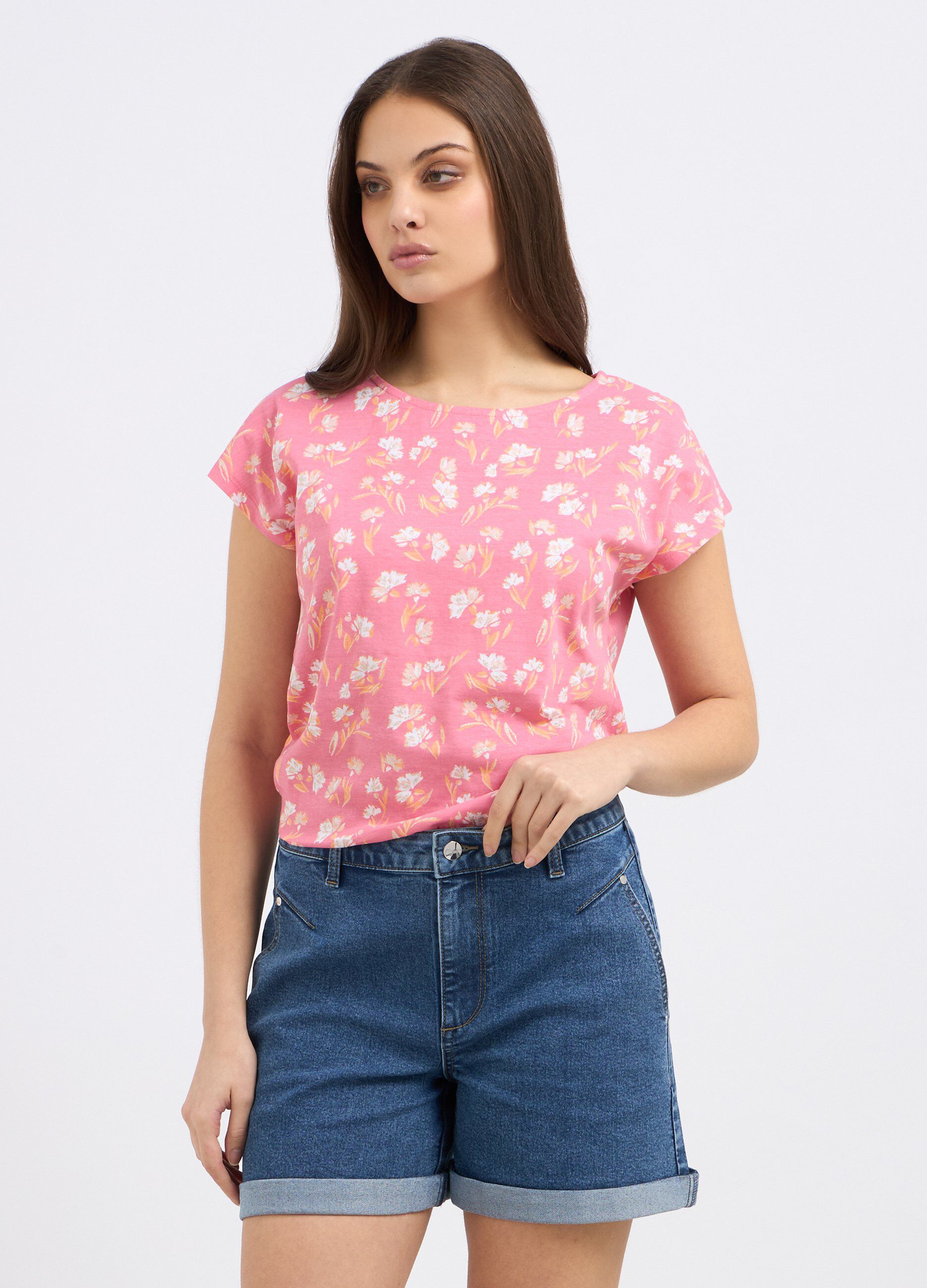 T-shirt in puro cotone con stampa donna_0
