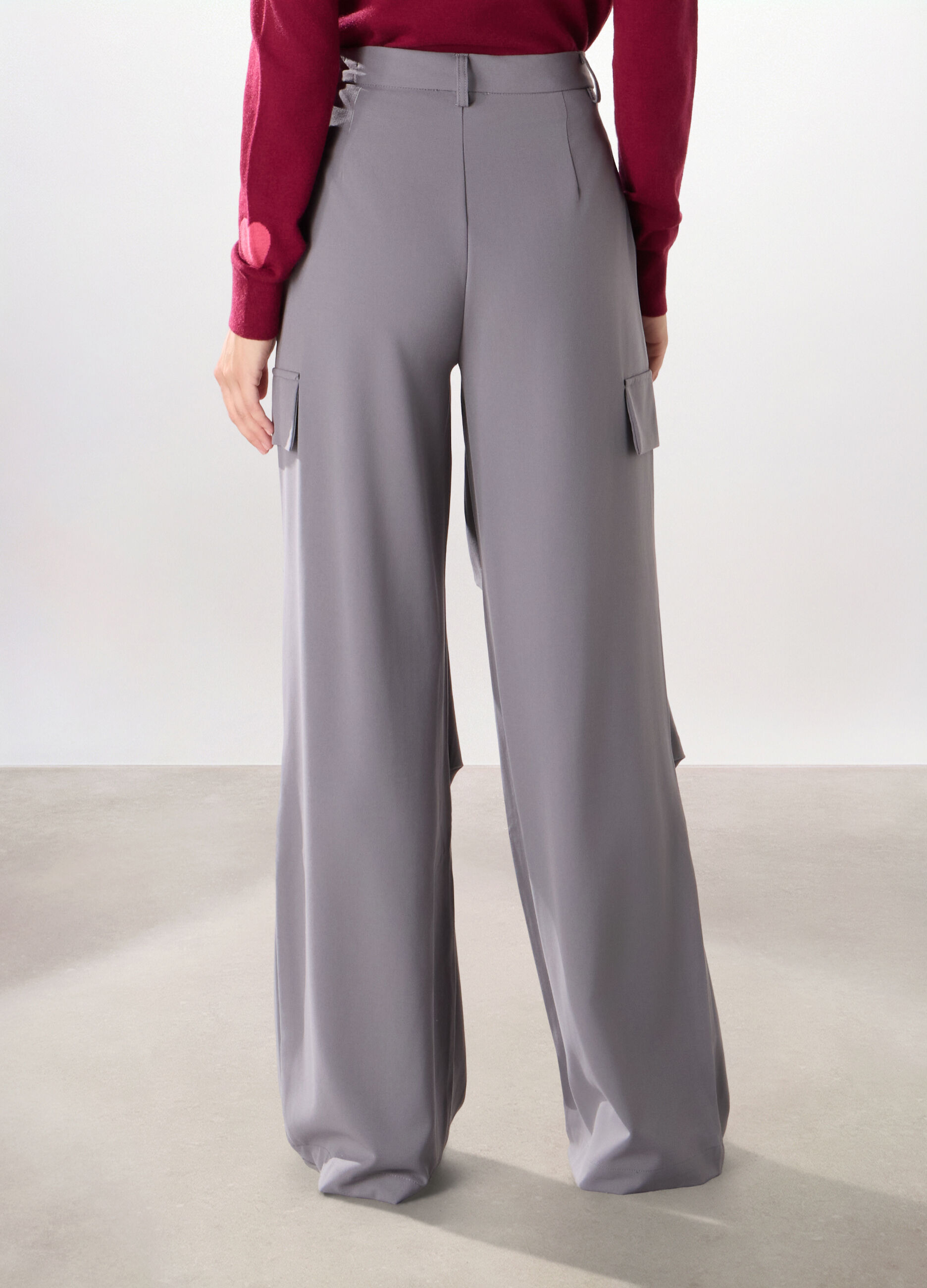 Pantaloni cargo in poli viscosa donna_1