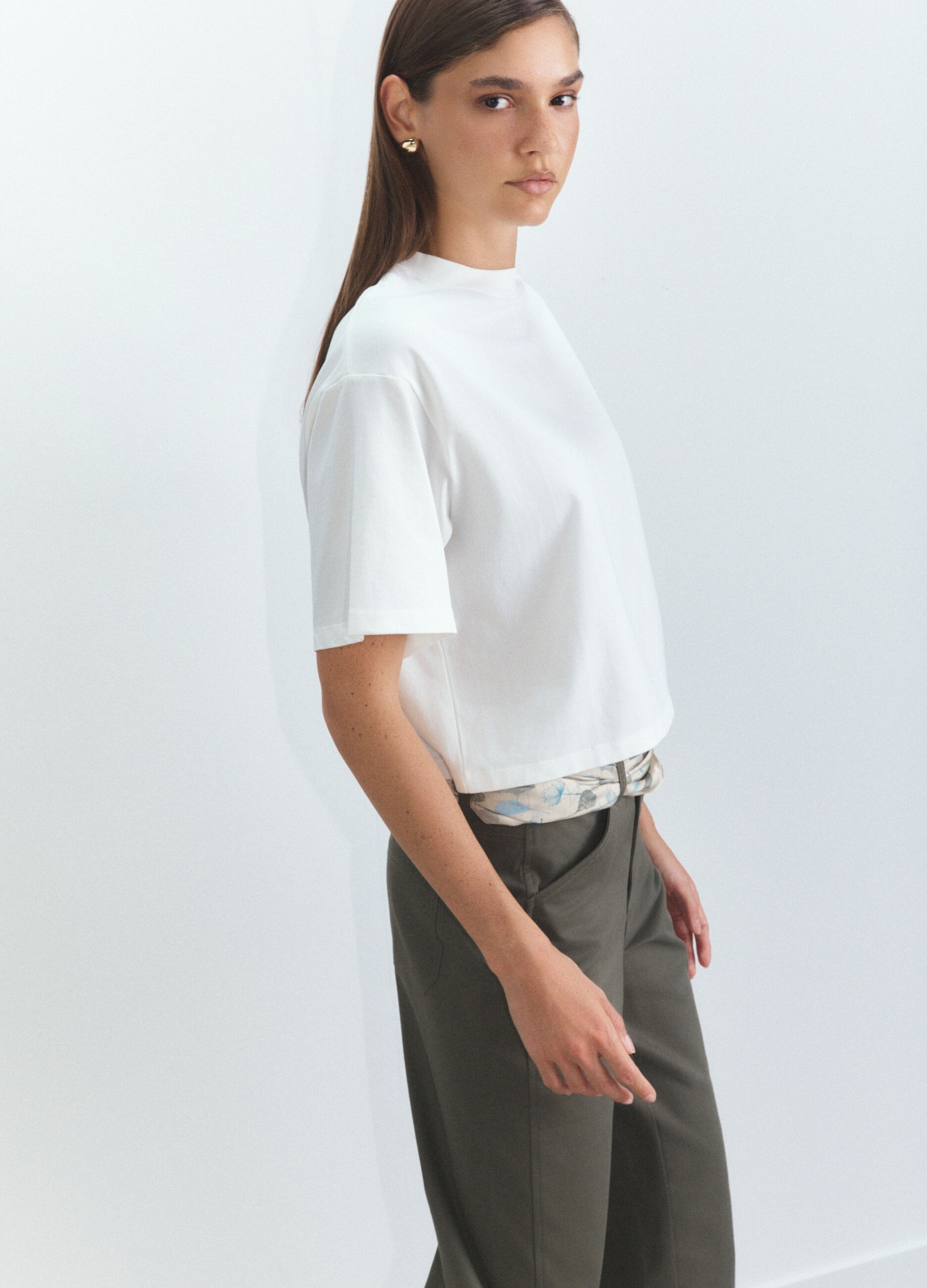 T-shirt girocollo Boxy Fit stretch donna_2