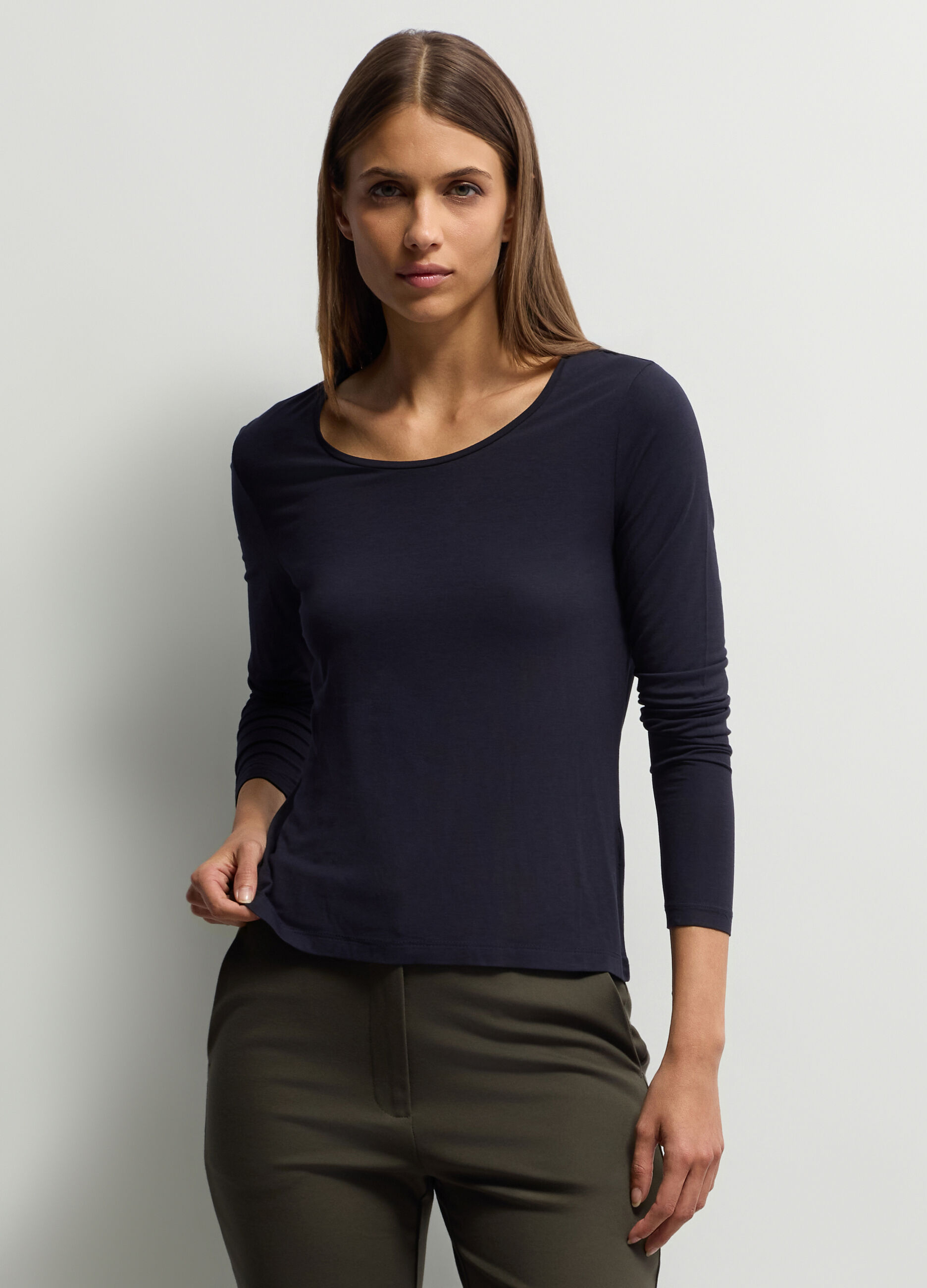 T-shirt girocollo stretch donna_0
