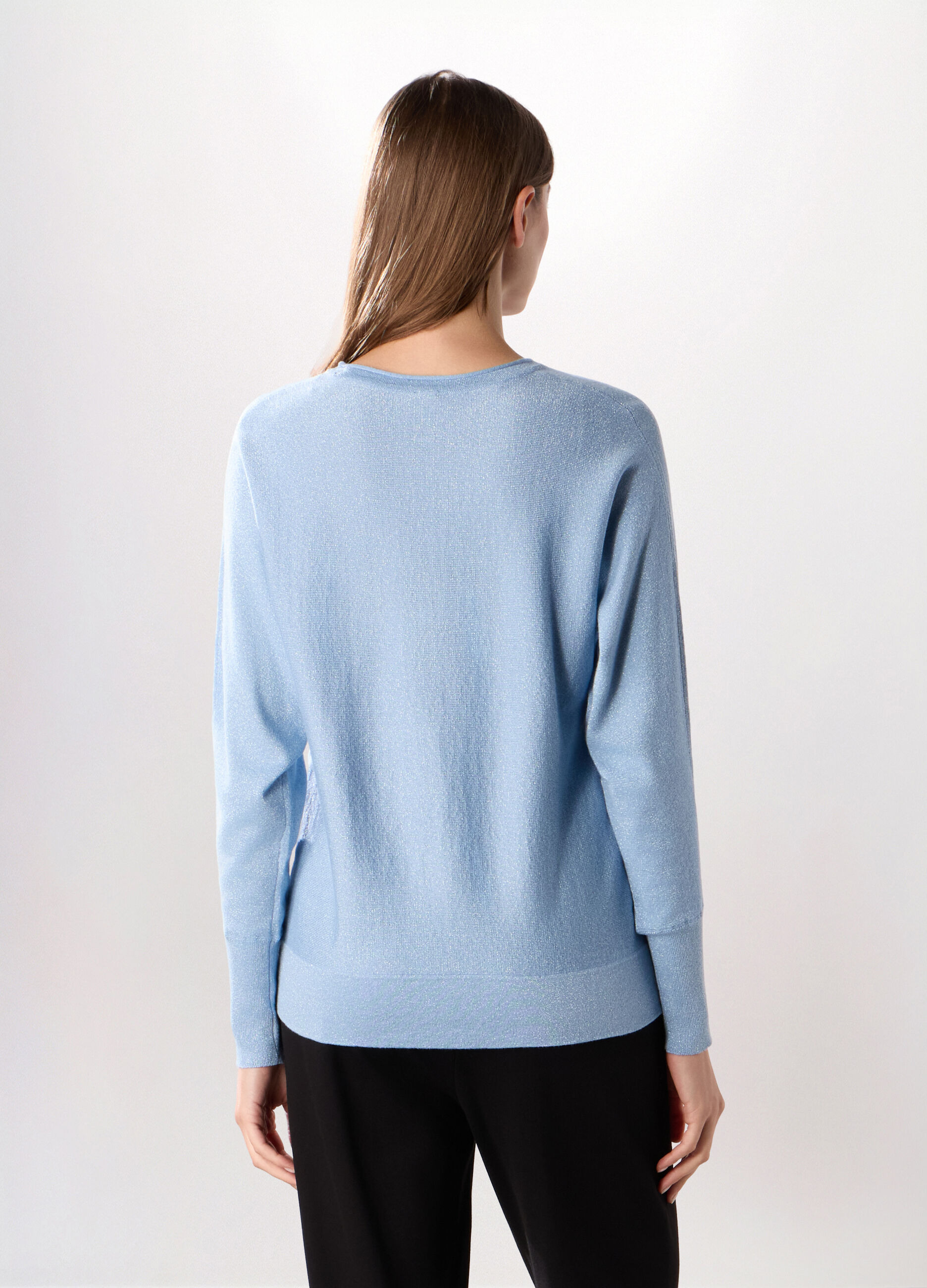Tricot misto viscosa e filo lurex donna_1