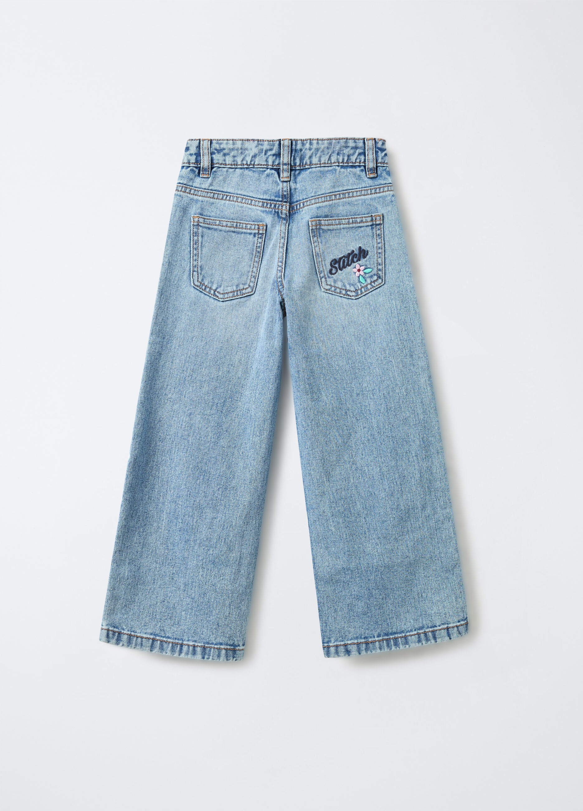 Pantaloni Disney in denim di puro cotone Wide Leg bambina_1
