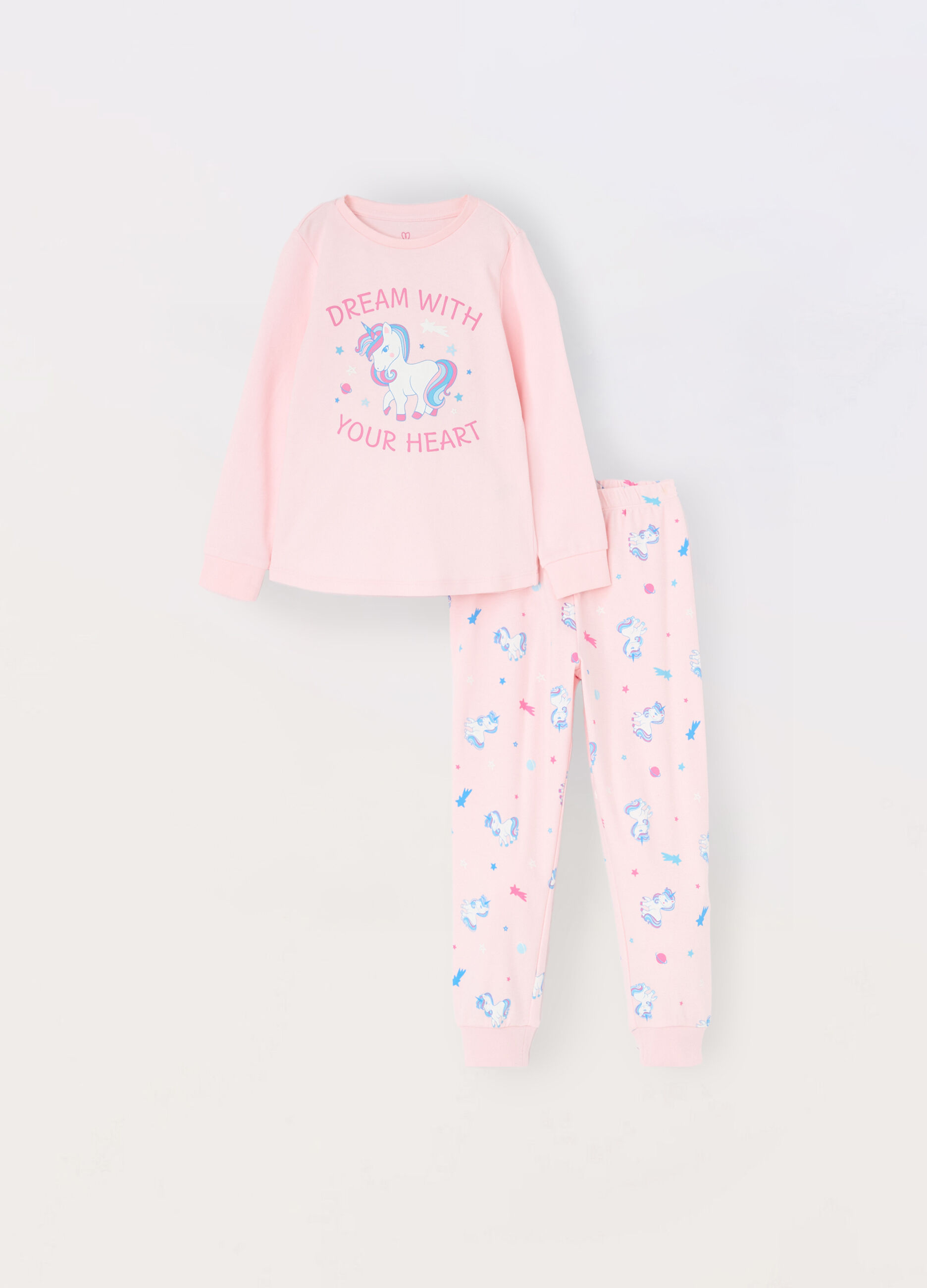 Set pigiama lungo in puro cotone bambina_1
