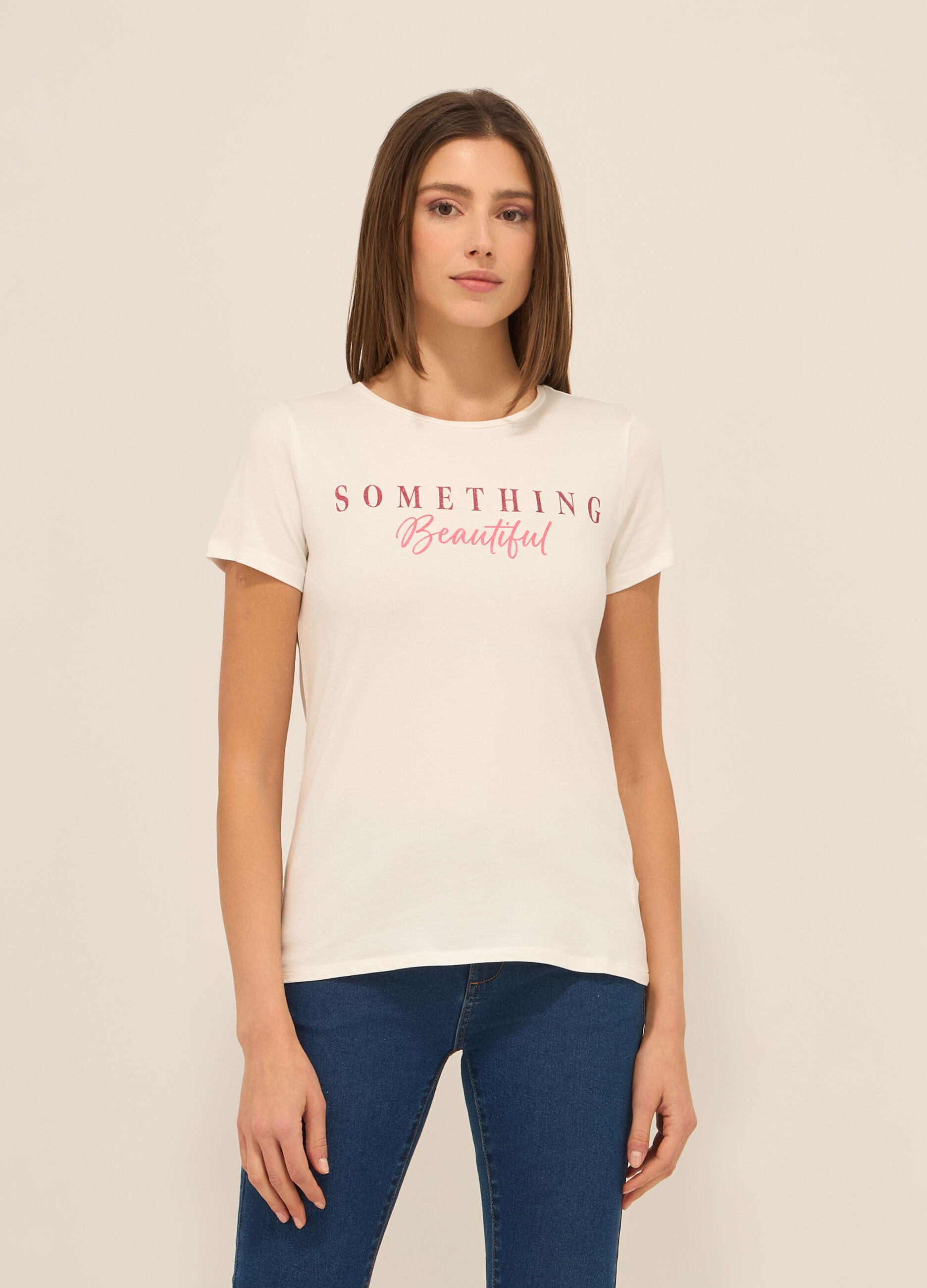 T-shirt in jersey di cotone stretch donna_0