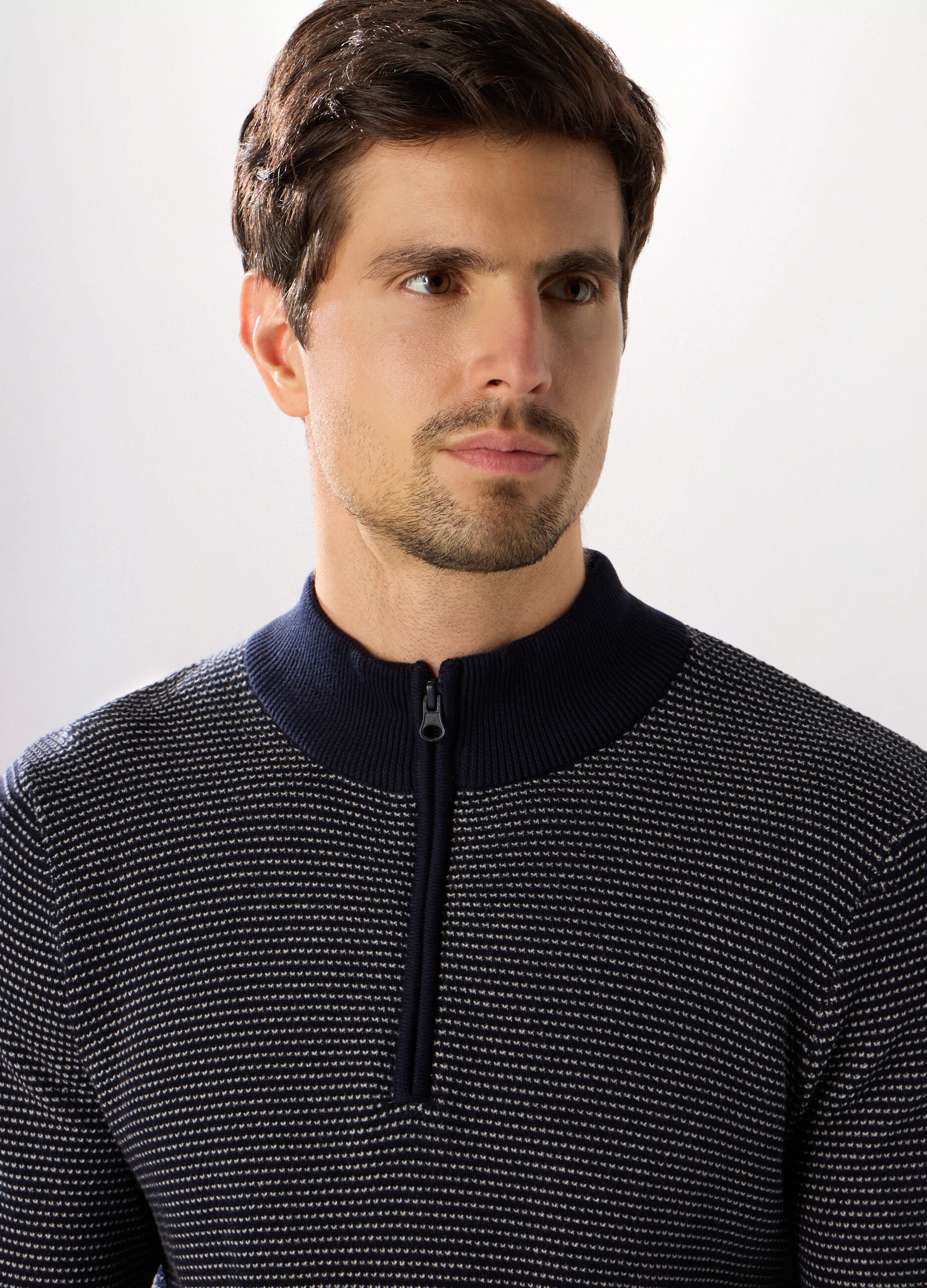Maglione lupetto con zip in cotone uomo_2