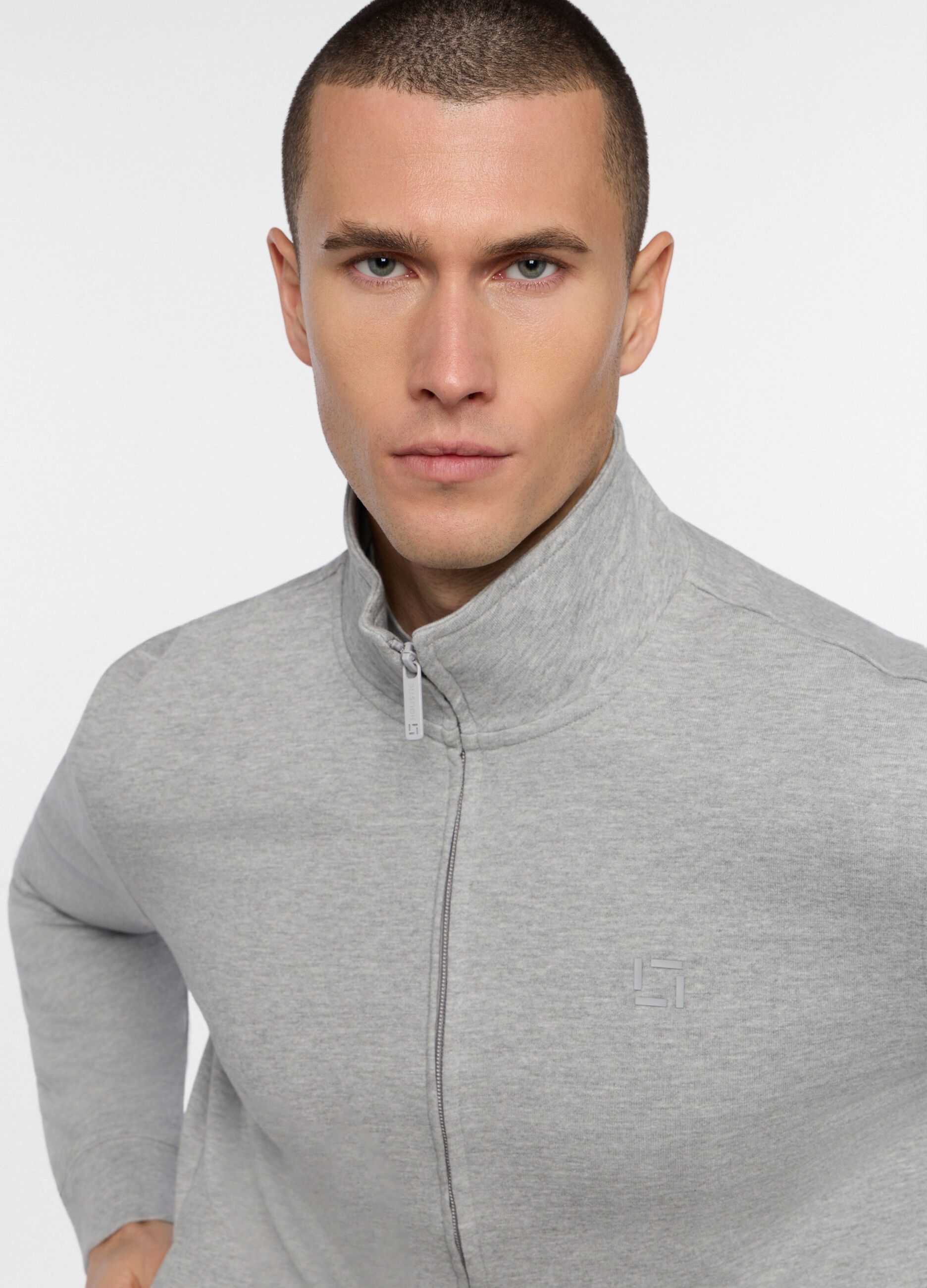 Felpa con zip in cotone uomo_2