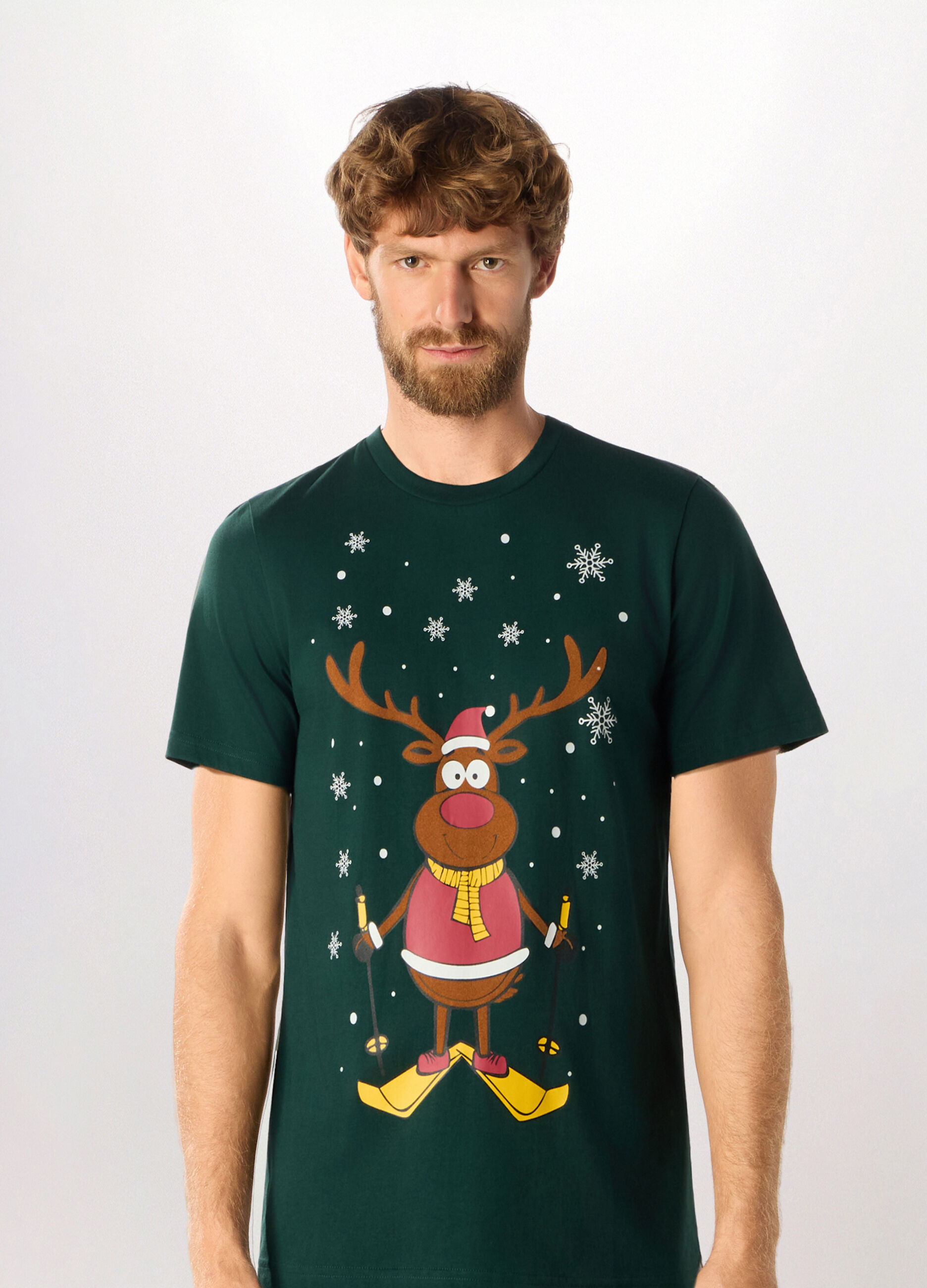 T-shirt girocollo con stampa Natale uomo_0