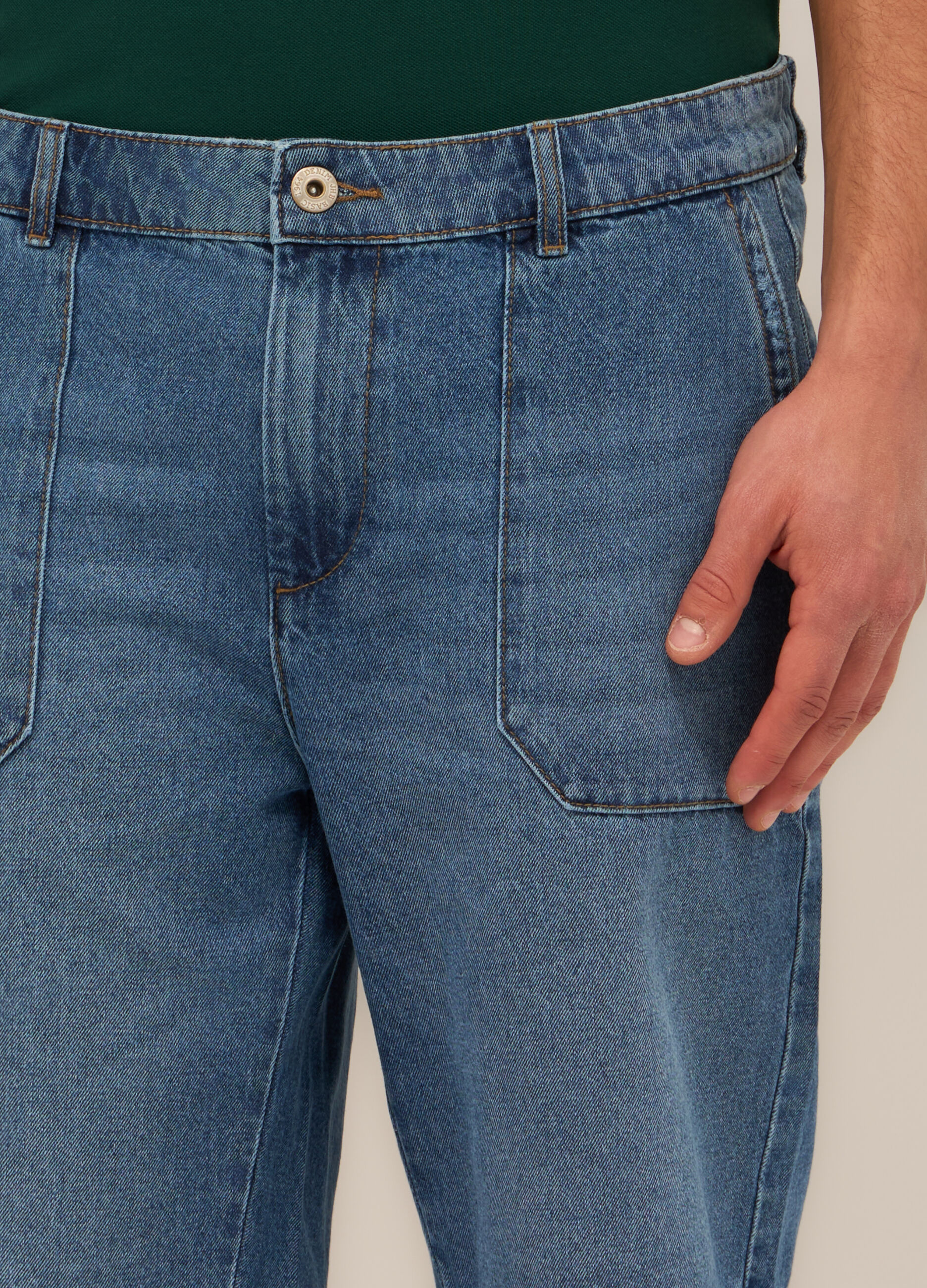 Shorts cargo in denim di cotone uomo_2