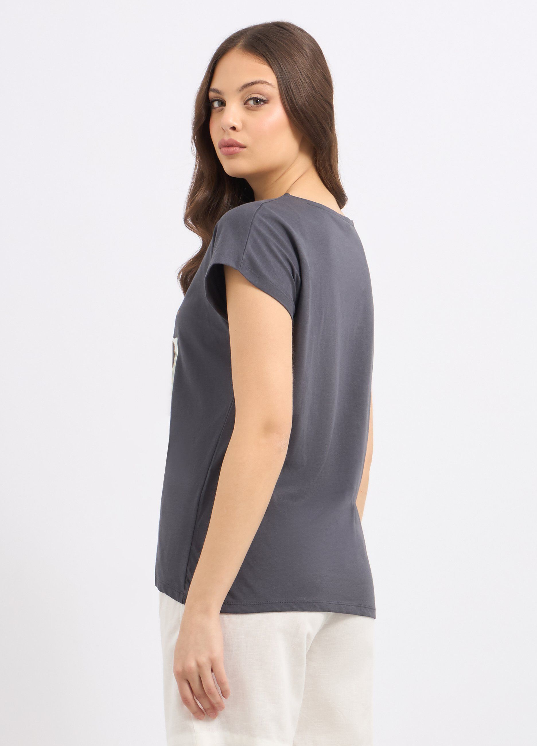 T-shirt in puro cotone con stampa donna_1